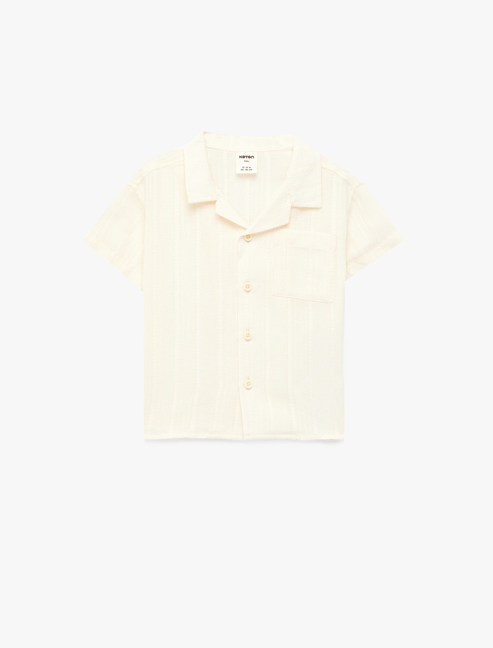 Erkek Bebek Pamuk ve Viskon Karışımlı Düğmeli Devrik Yaka Kısa Kollu Gömlek