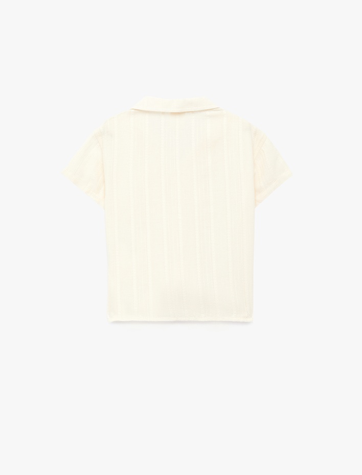 Erkek Bebek Pamuk ve Viskon Karışımlı Düğmeli Devrik Yaka Kısa Kollu Gömlek