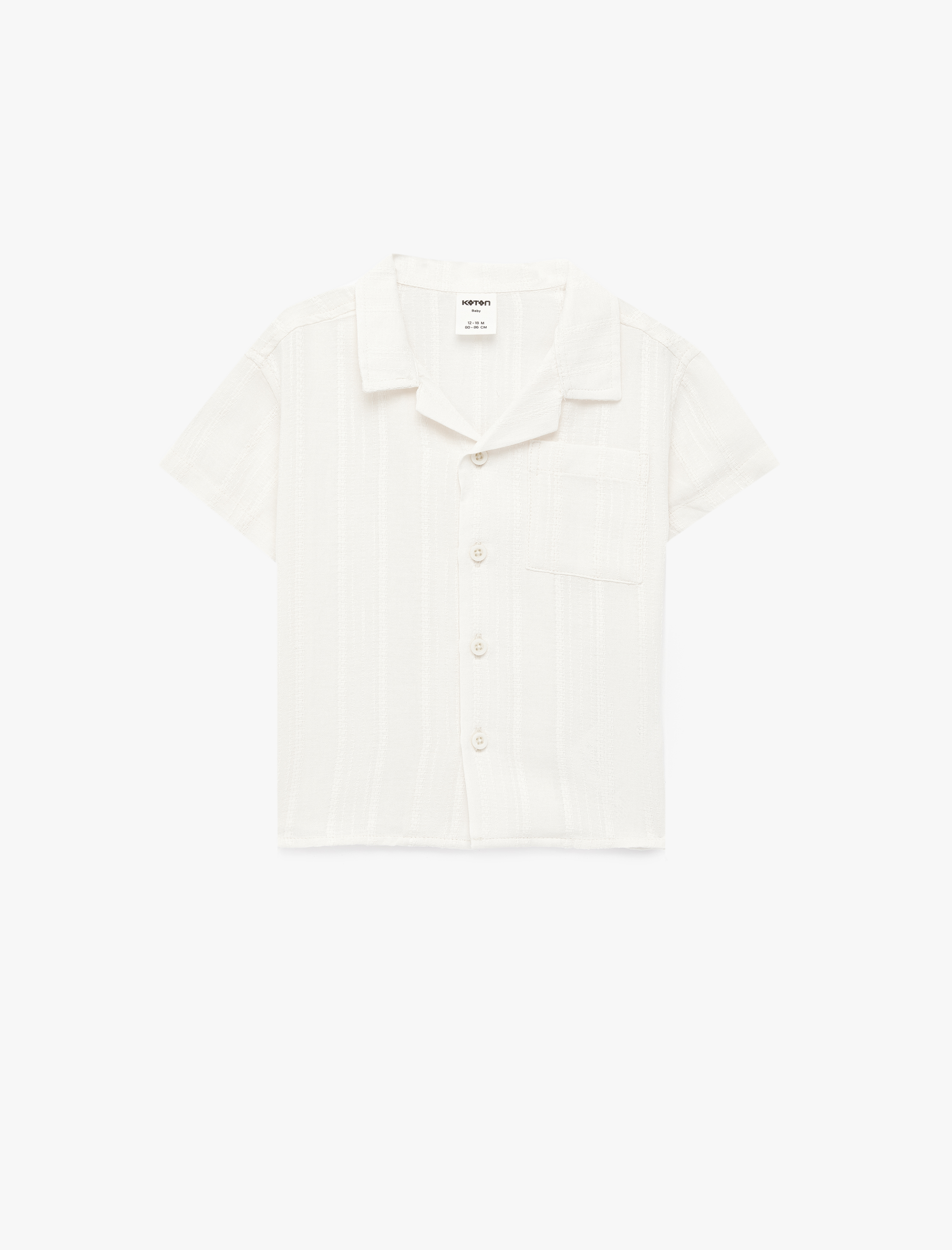  Erkek Bebek Pamuk ve Viskon Karışımlı Düğmeli Devrik Yaka Kısa Kollu Gömlek