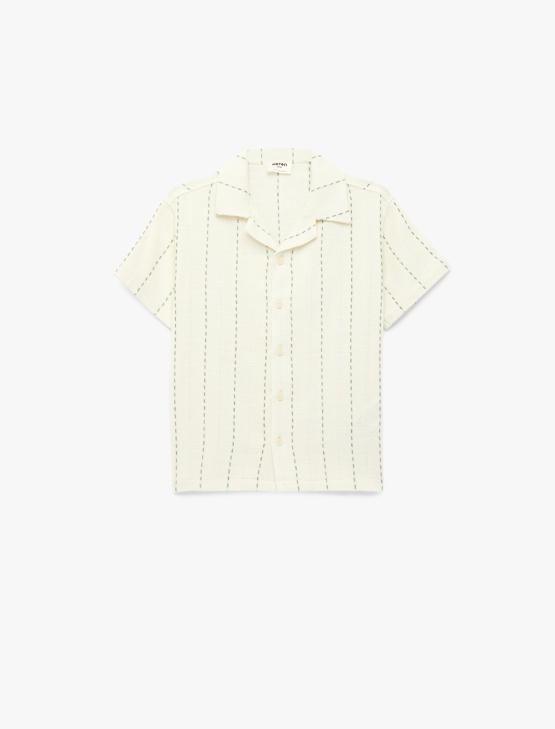  Erkek Çocuk Pamuklu Devrik Yaka Çizgili Kısa Kollu Gömlek