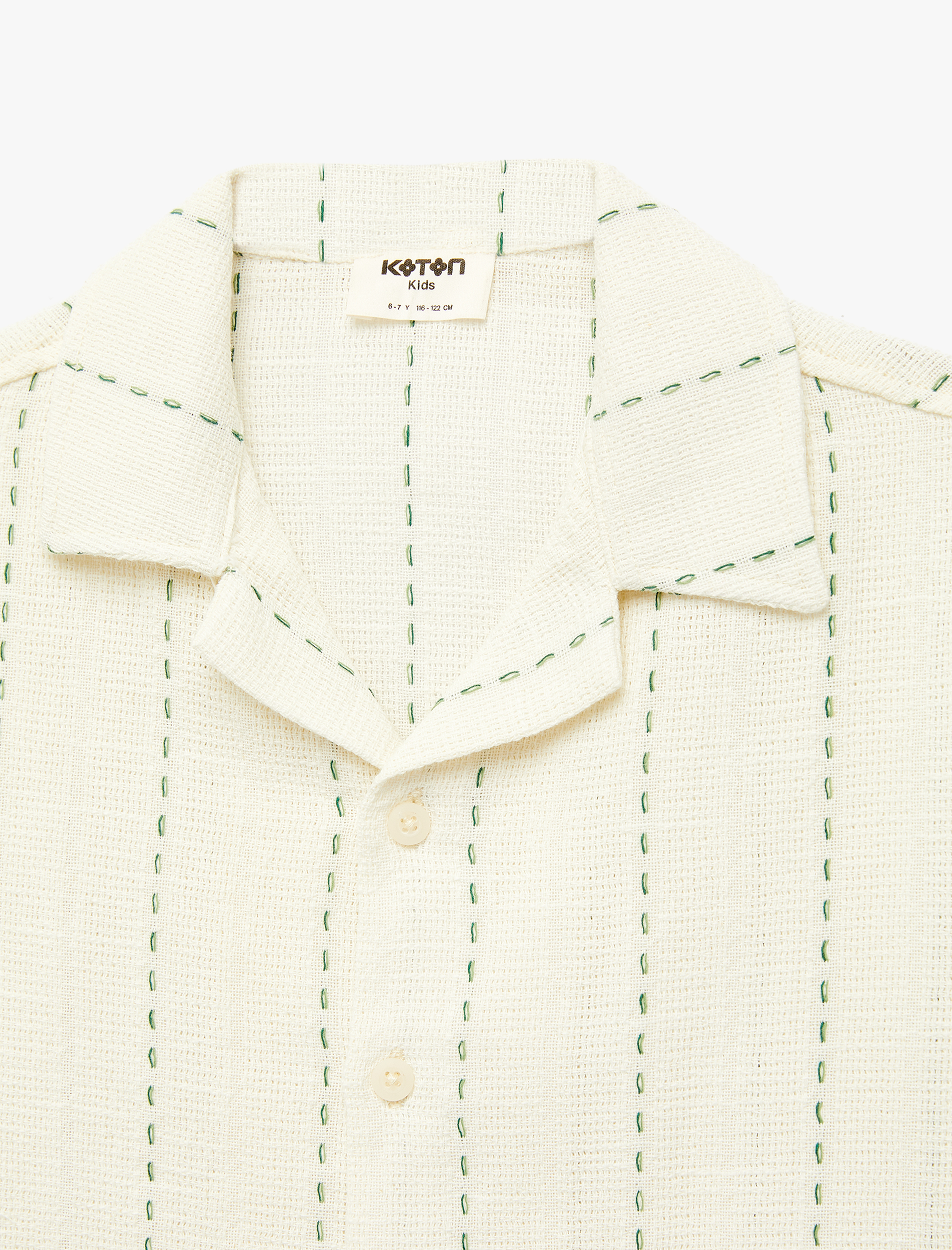  Erkek Çocuk Pamuklu Devrik Yaka Çizgili Kısa Kollu Gömlek