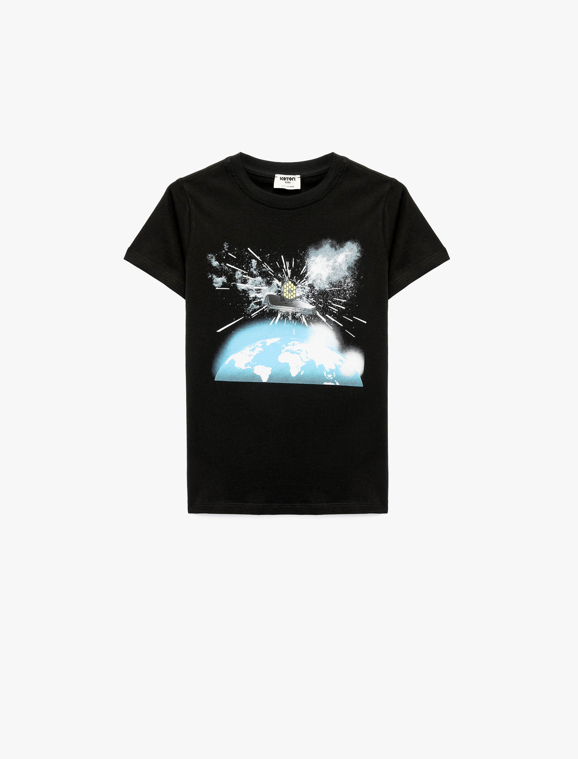  Erkek Çocuk Pamuklu Kısa Kollu Bisiklet Yaka Baskılı Tişört