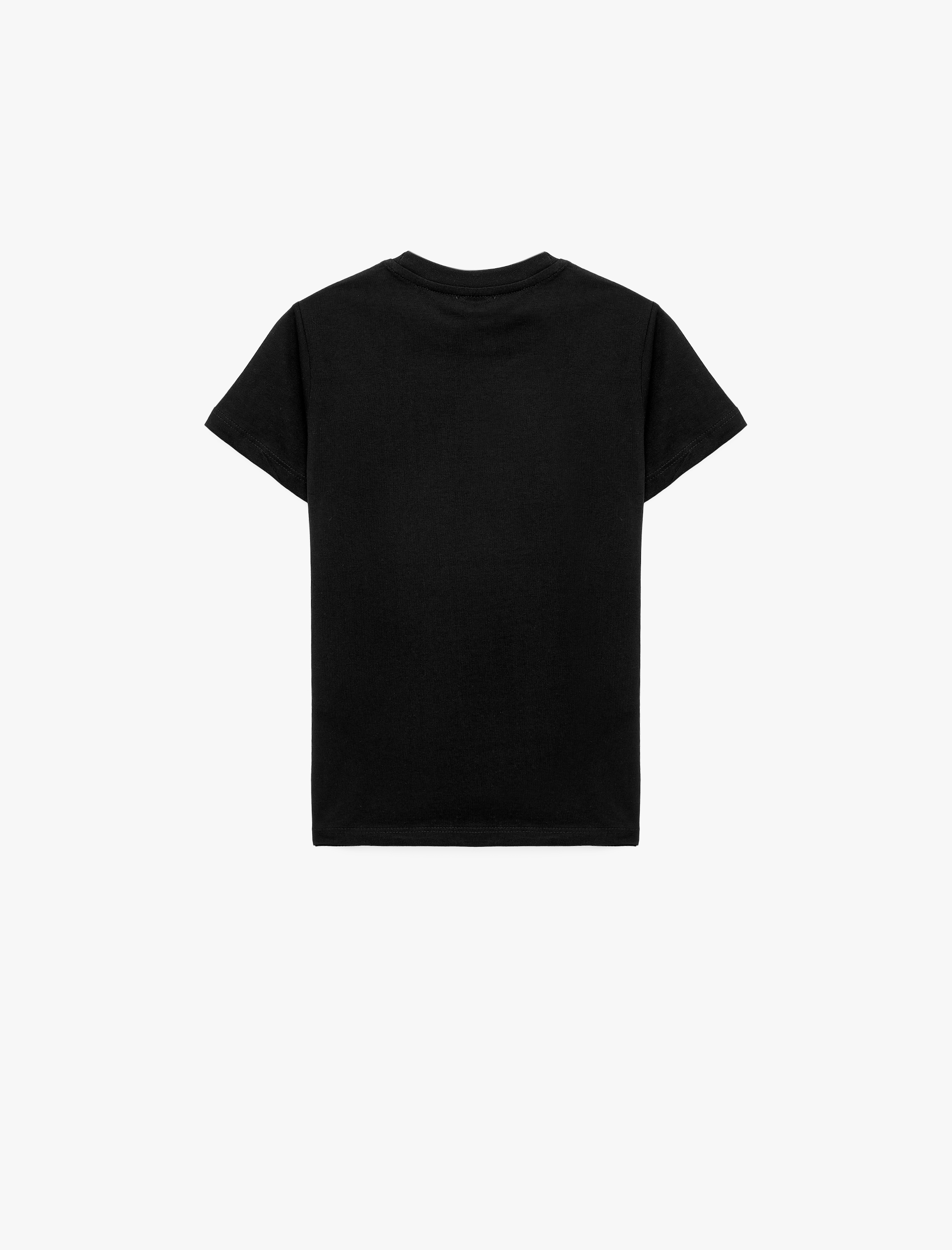  Erkek Çocuk Pamuklu Kısa Kollu Bisiklet Yaka Baskılı Tişört