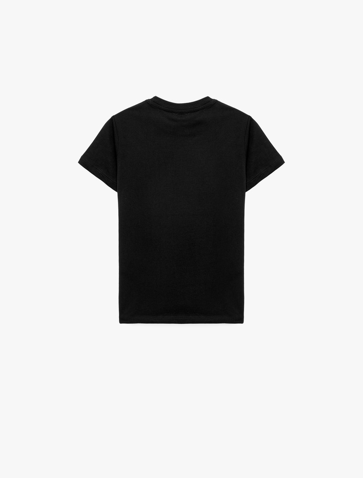 Erkek Çocuk Pamuklu Kısa Kollu Bisiklet Yaka Baskılı Tişört