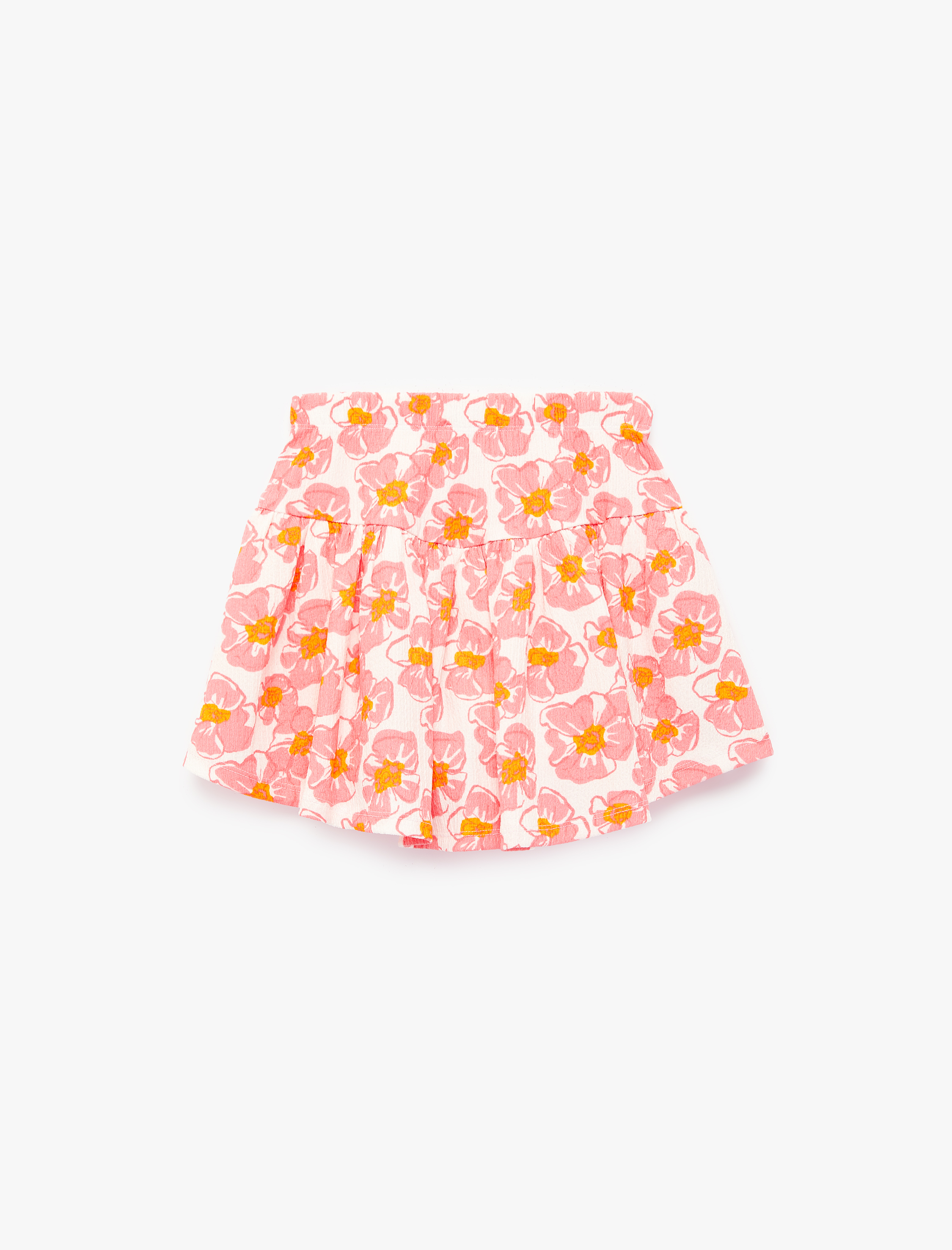  Kız Çocuk Beli Lastikli Çiçek Desenli Mini Şort Etek