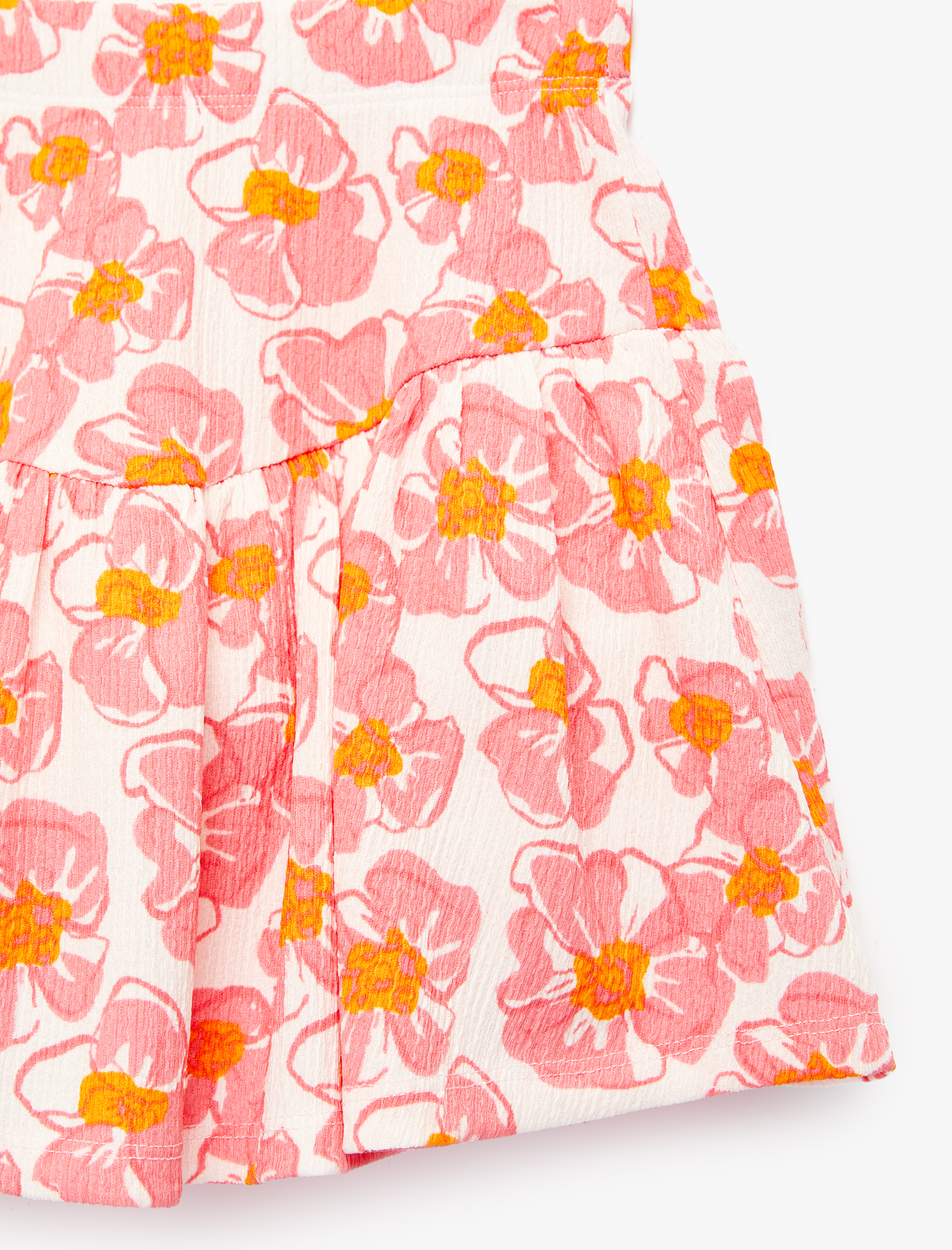  Kız Çocuk Beli Lastikli Çiçek Desenli Mini Şort Etek