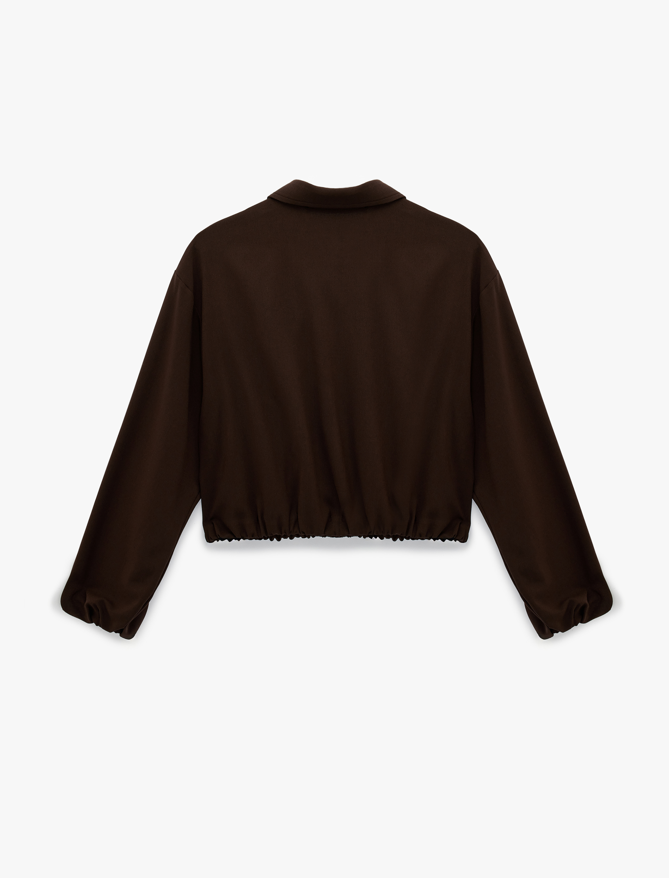   Uzun Kollu Klasik Yaka Viskon Karışımlı Fermuarlı Ceket