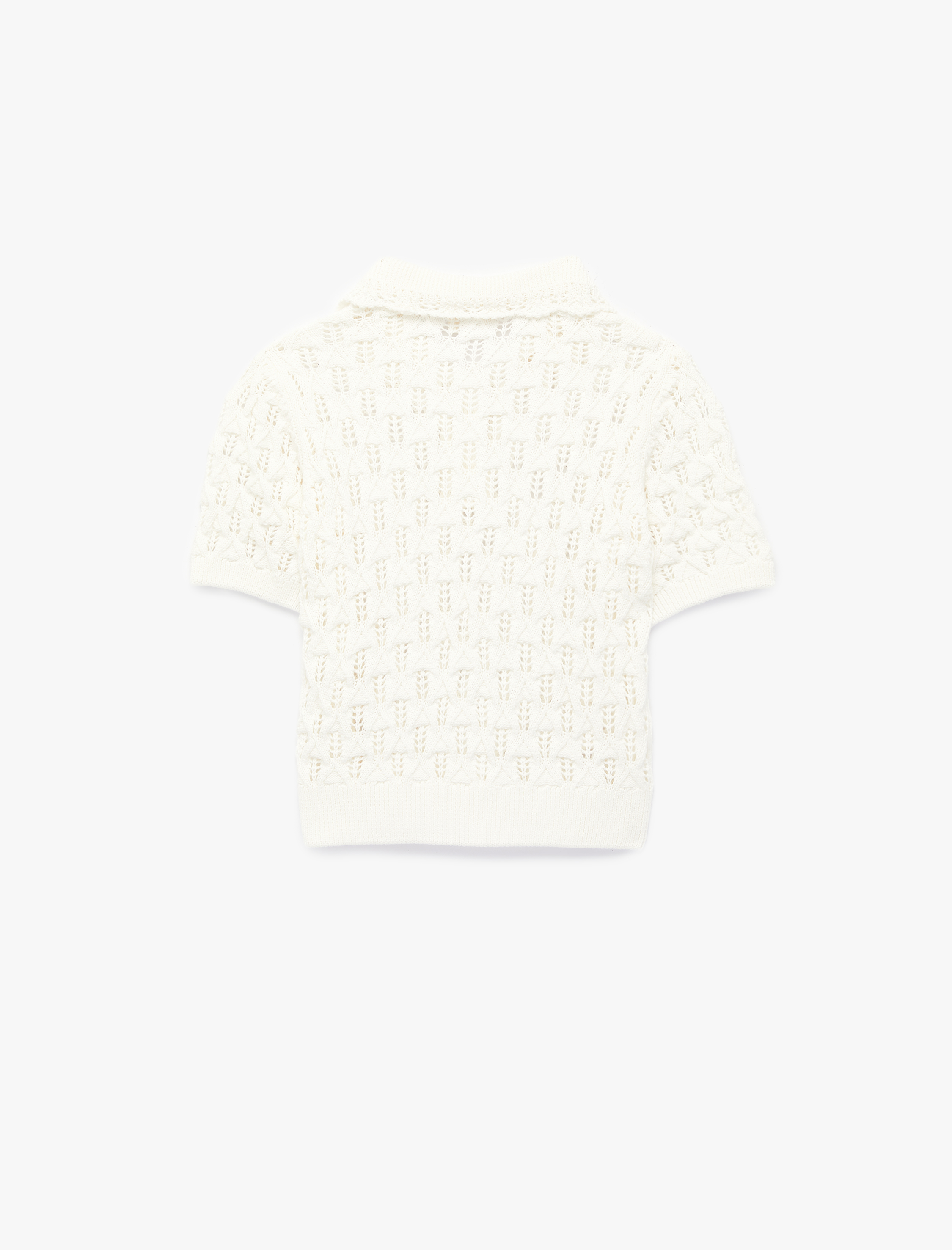  Kız Çocuk Pamuklu Kısa Kollu Gömlek Yaka Triko Kazak