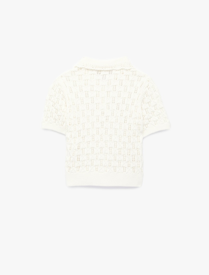 Kız Çocuk Pamuklu Kısa Kollu Gömlek Yaka Triko Kazak