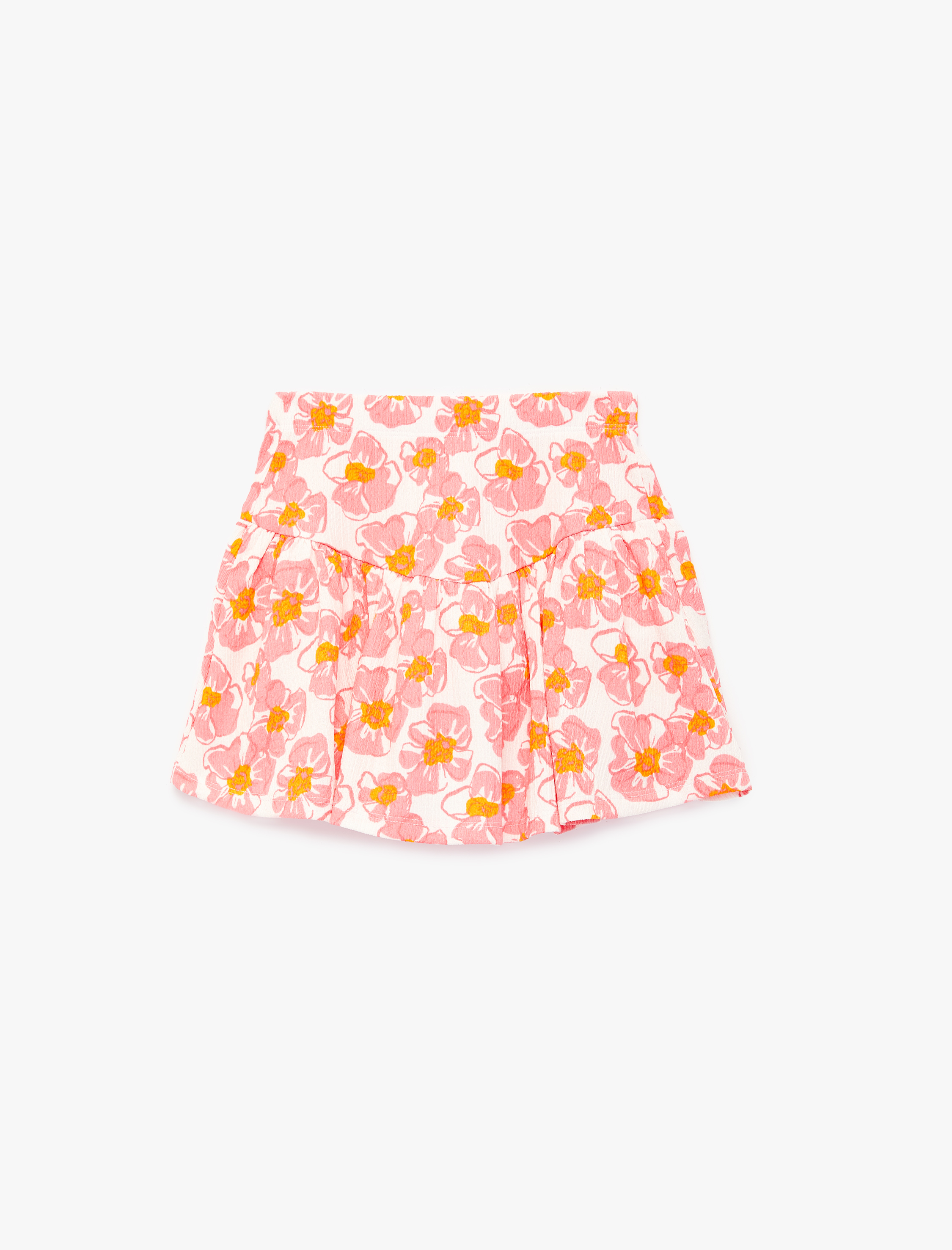  Kız Çocuk Beli Lastikli Çiçek Desenli Mini Şort Etek