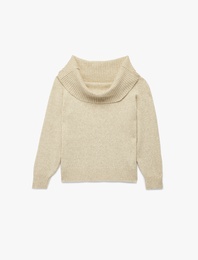 Uzun Kollu Omzu Açık Triko Kazak