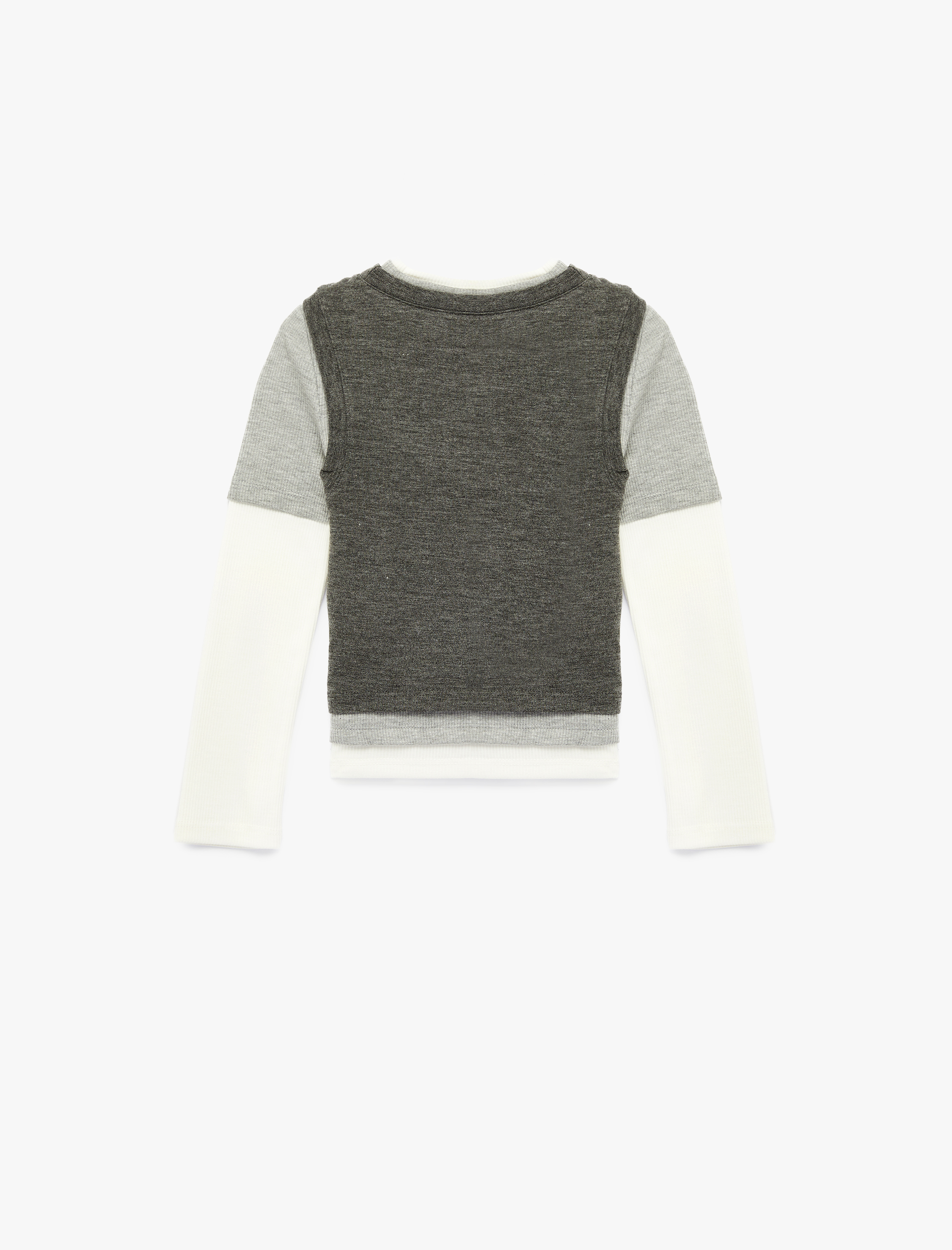  Kız Çocuk Çift Katlı Uzun Kollu Bisiklet Yaka Bluz