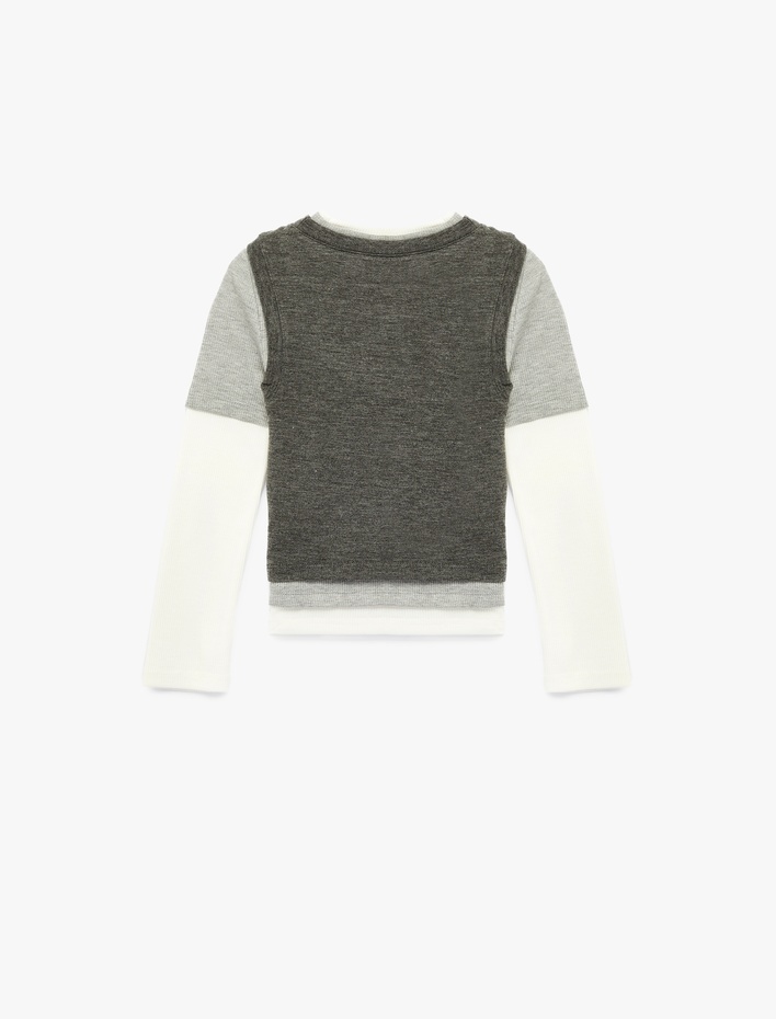 Kız Çocuk Çift Katlı Uzun Kollu Bisiklet Yaka Bluz