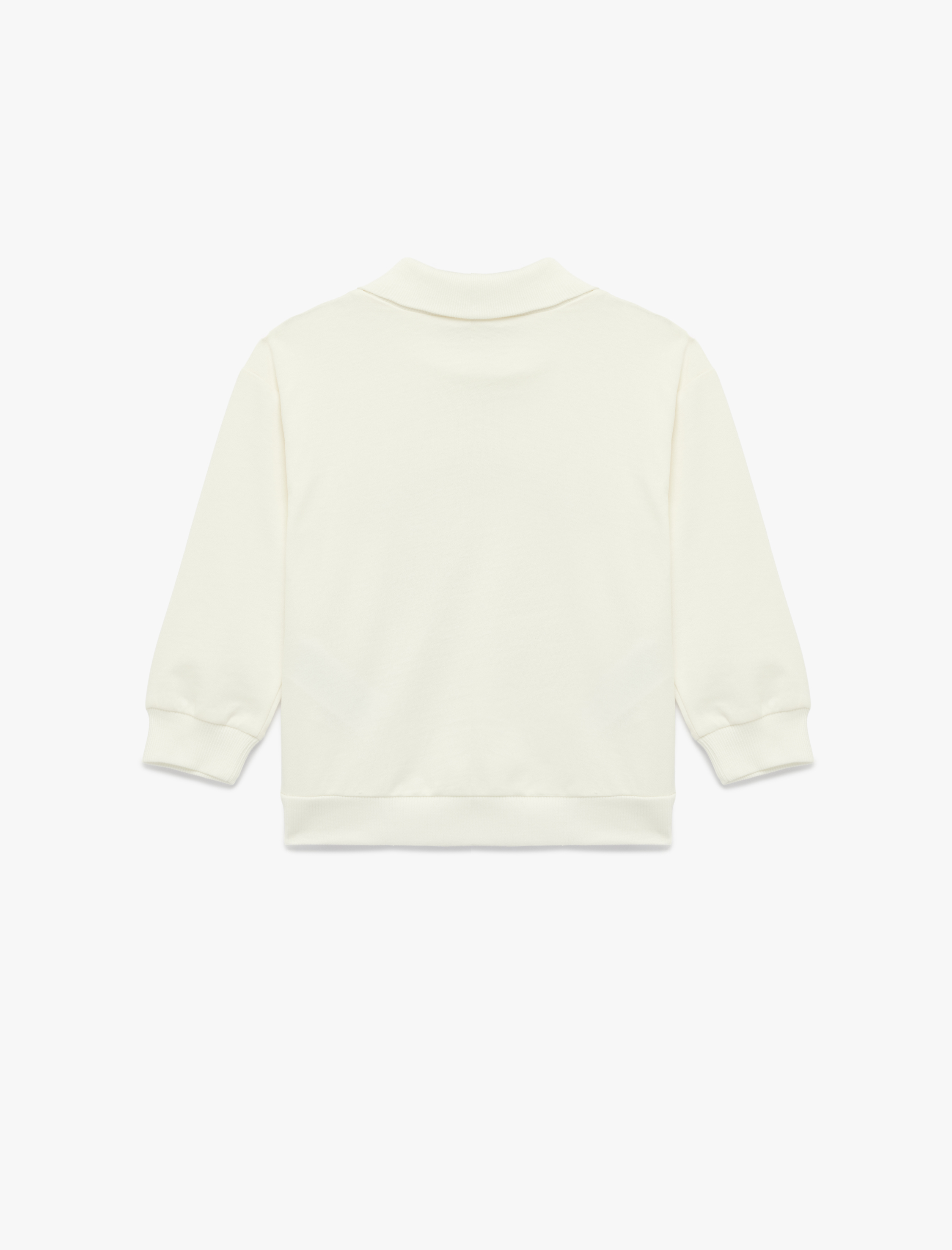  Kız Bebek Pamuklu Fiyonk Baskılı Şardonlu Uzun Kollu Polo Yaka Sweatshirt