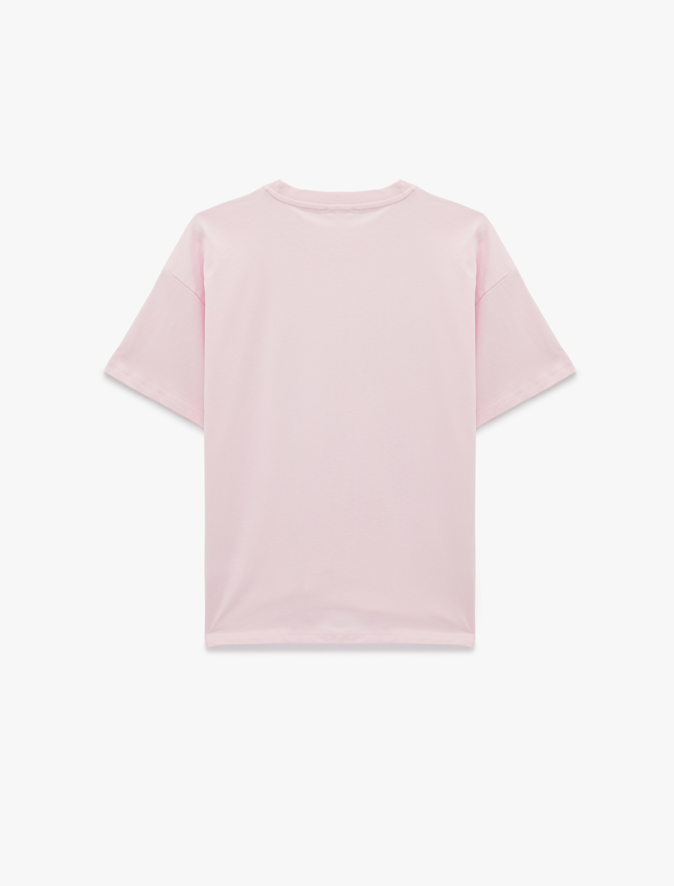   Rahat Kalıp Kısa Kollu Bisiklet Yaka Baskılı Tişört