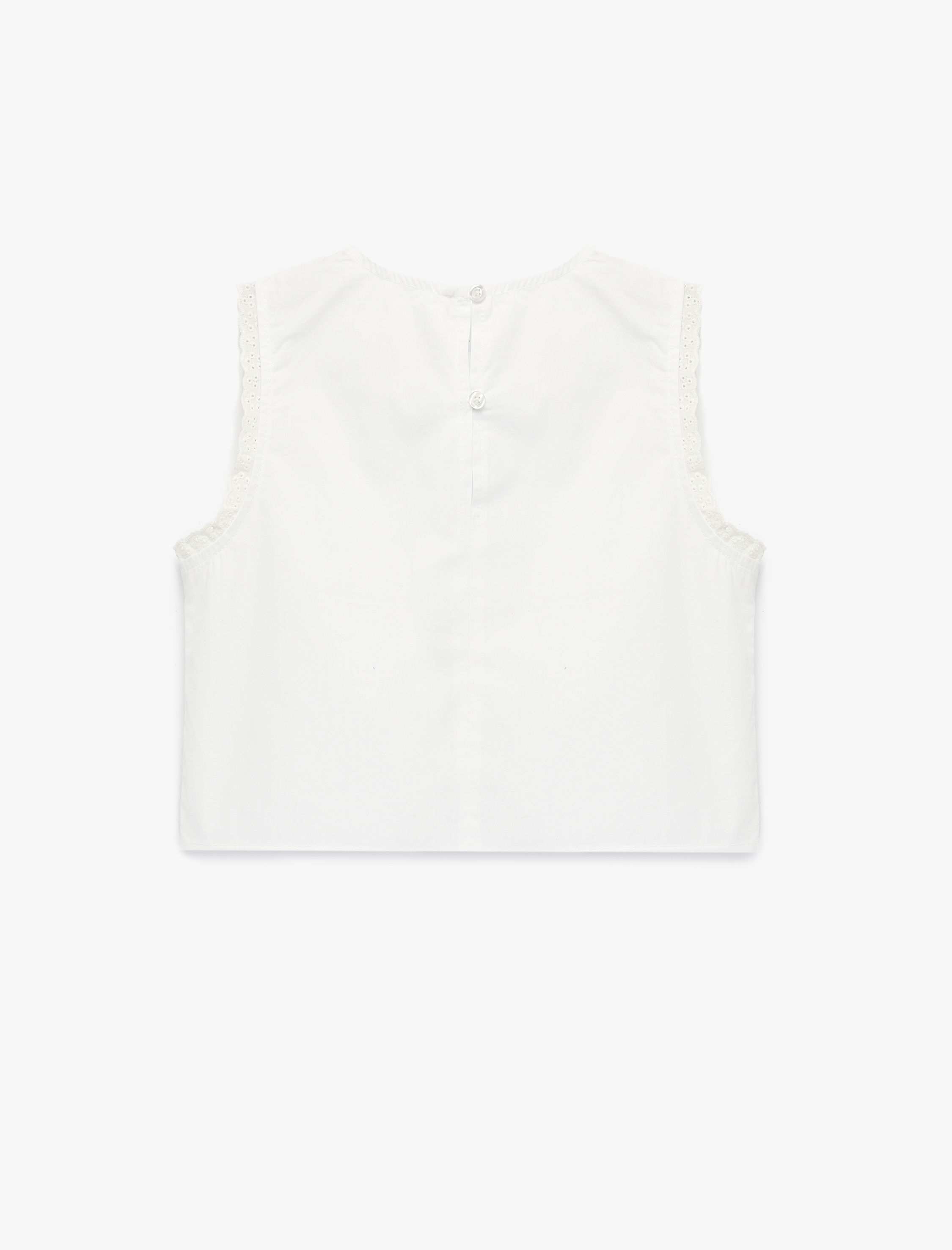  Kız Çocuk Fırfır Detaylı Pamuklu Kolsuz Bisiklet Yaka Basic Bluz