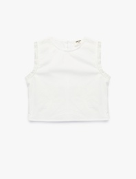 Fırfır Detaylı Pamuklu Kolsuz Bisiklet Yaka Basic Bluz