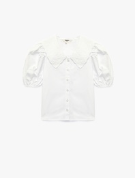 Pamuklu Balon Kollu Bebe Yaka Gömlek