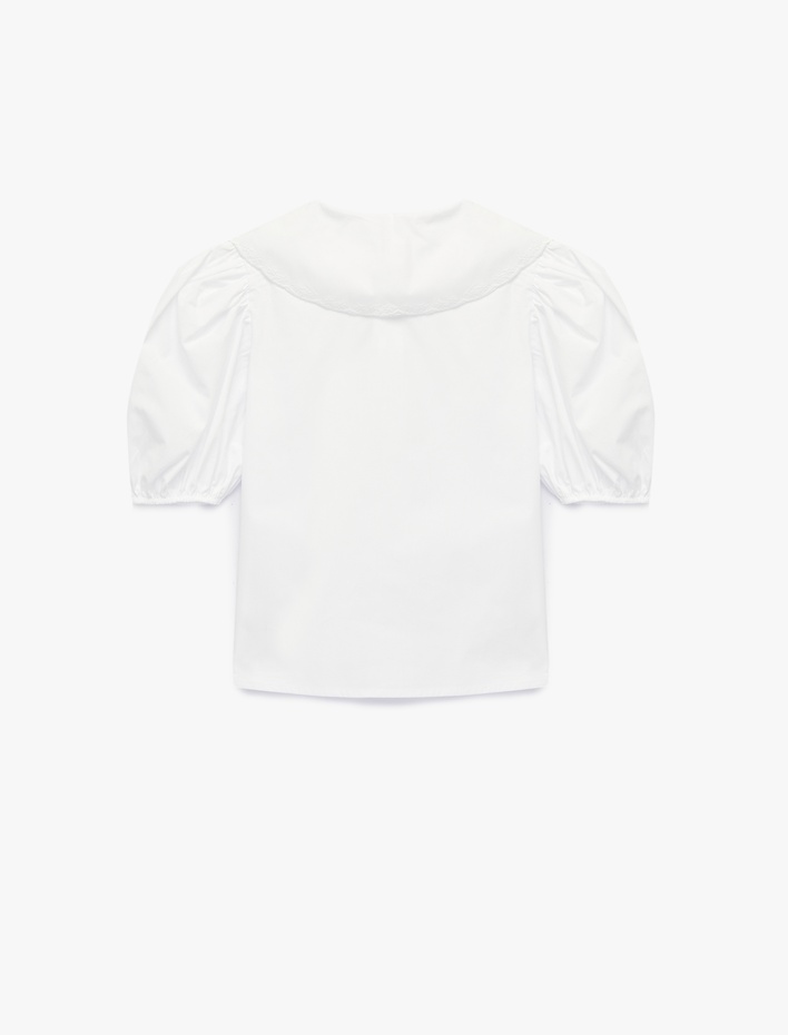 Kız Çocuk Pamuklu Balon Kollu Bebe Yaka Gömlek