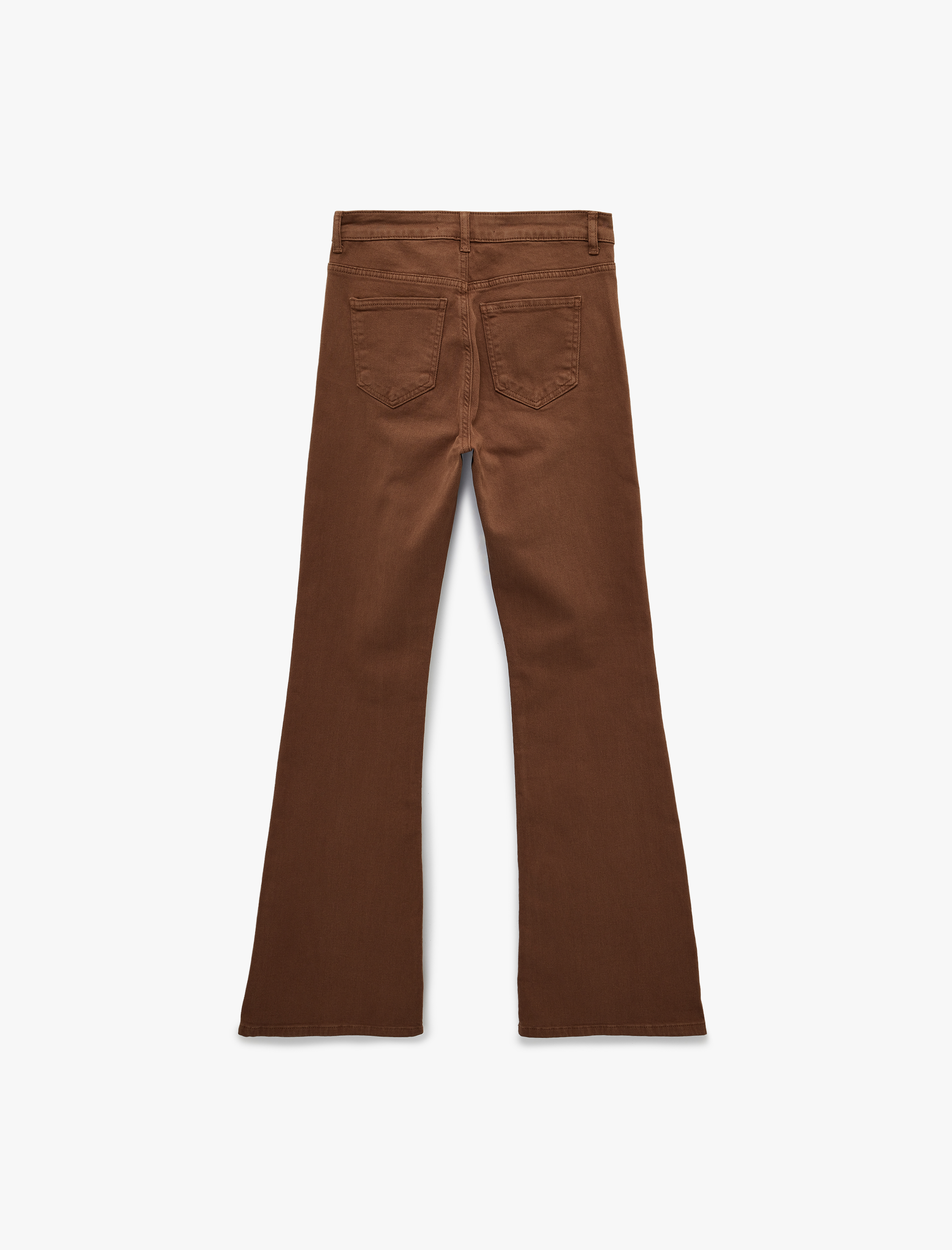   Yüksek Bel Slim Fit Cepli Düğmeli Pamuklu İspanyol Paça Denim Pantolon - Flare Jeans