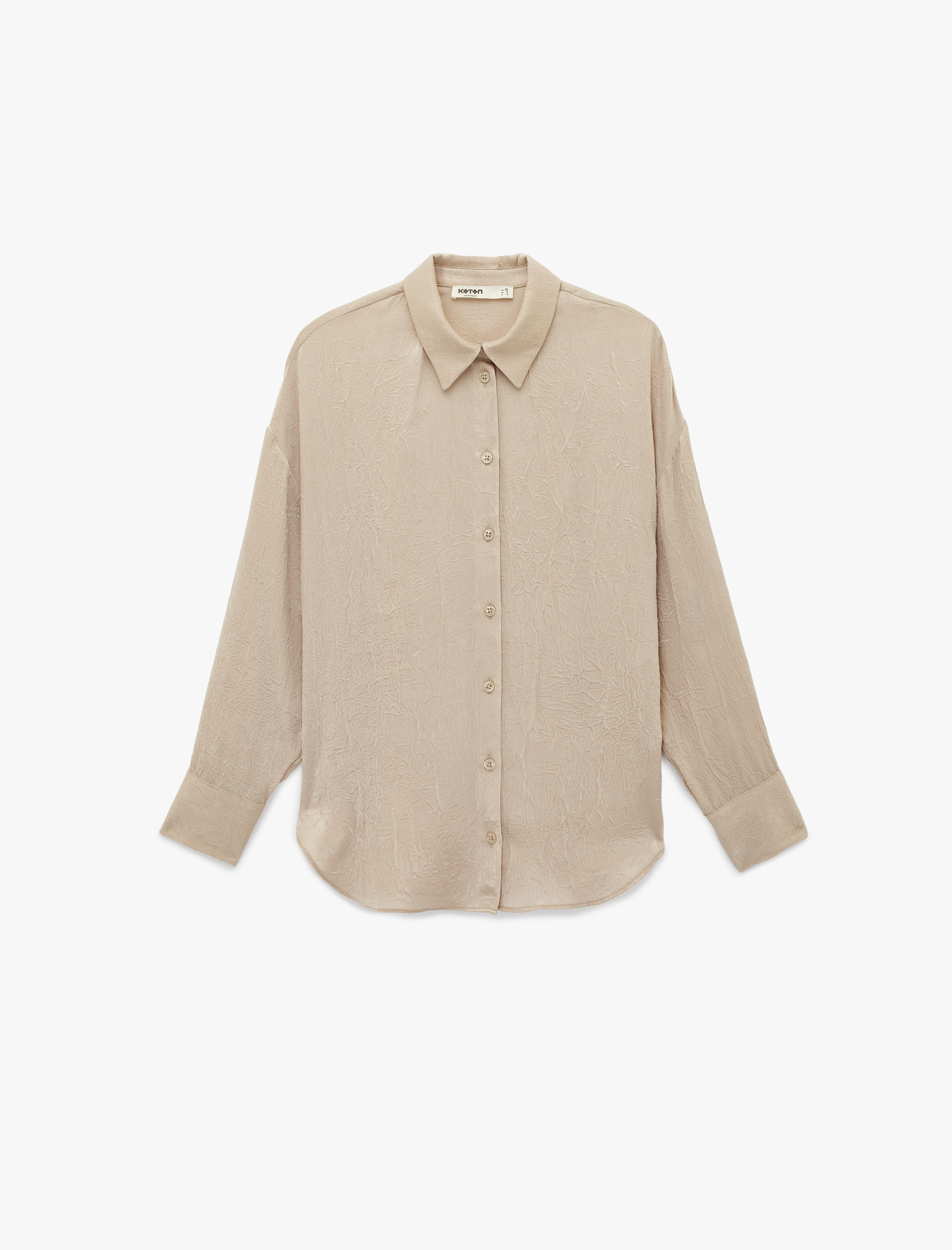   Rahat Kalıp Düğmeli Uzun Kollu Klasik Yaka Saten Gömlek