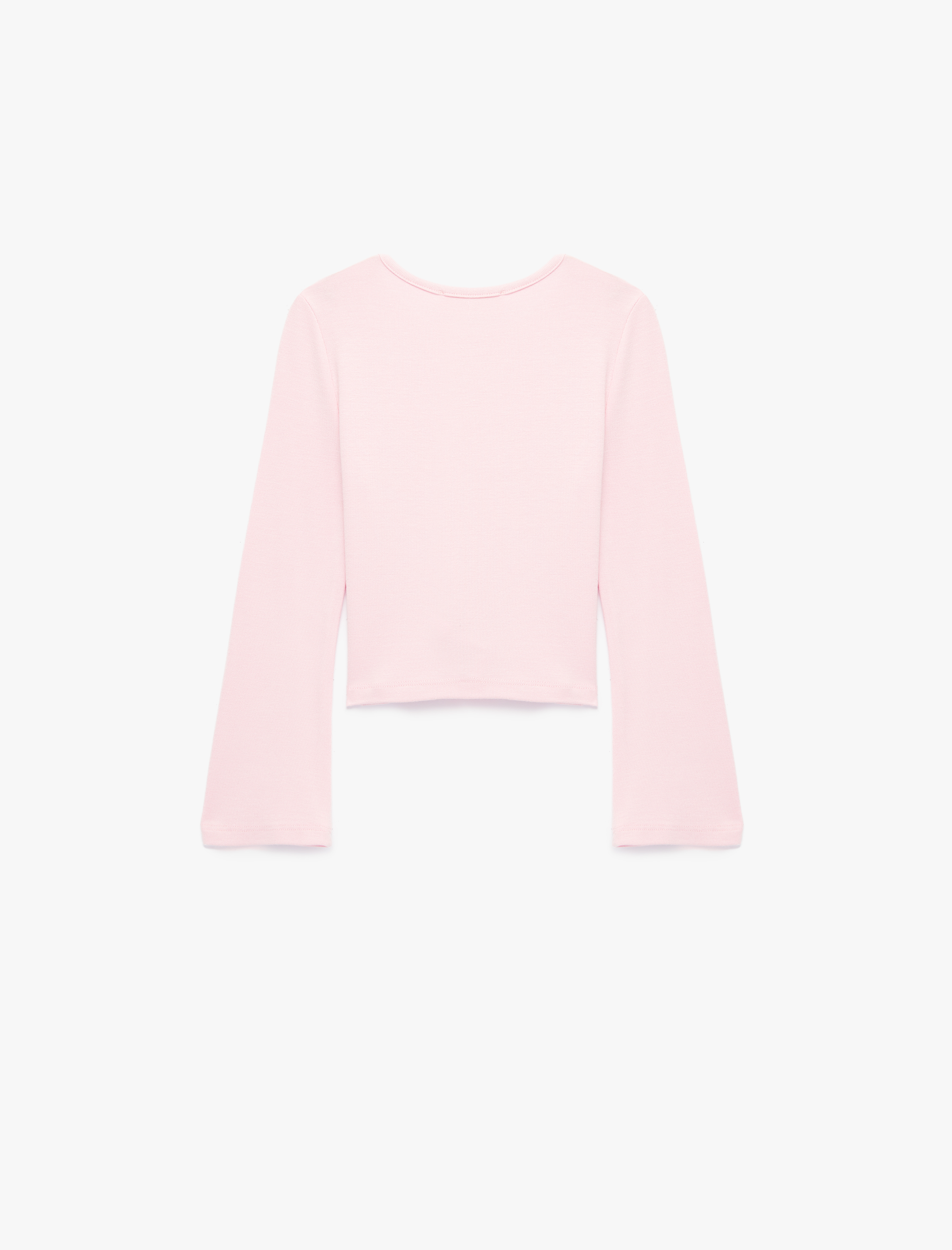  Kız Çocuk Bisiklet Yaka Uzun Kollu Viskon Basic Tişört