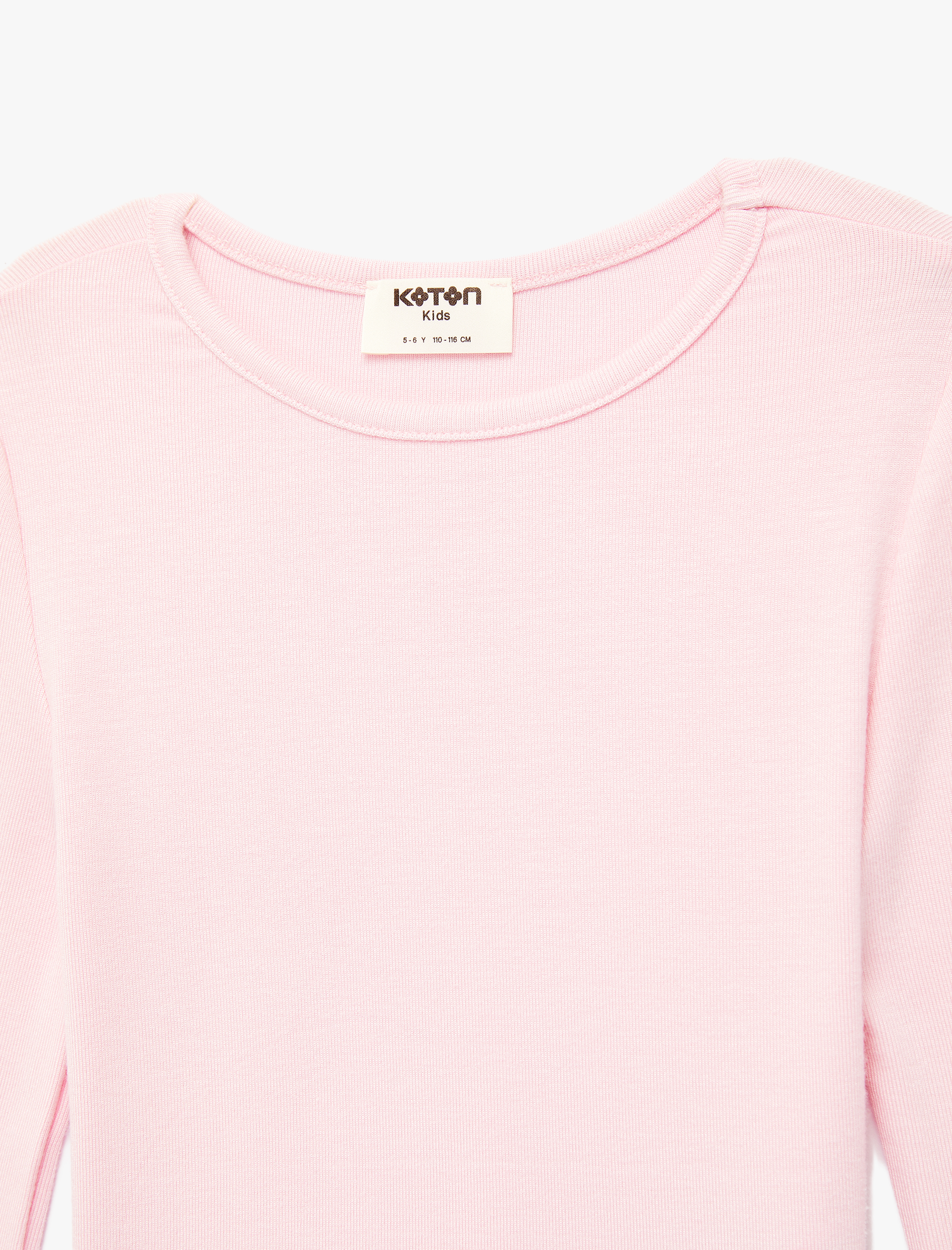  Kız Çocuk Bisiklet Yaka Uzun Kollu Viskon Basic Tişört