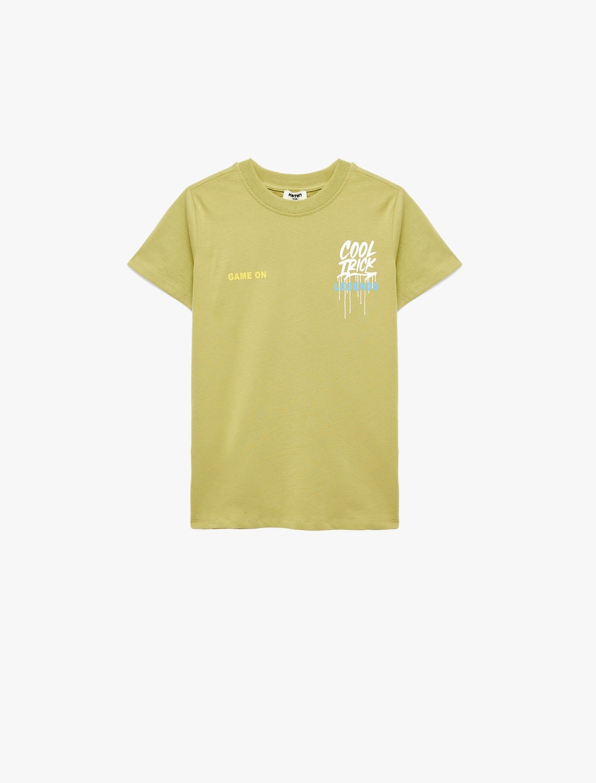 Koton Bisiklet Yaka Kısa Kollu Pamuklu Önü ve Arkası Baskılı T-Shirt