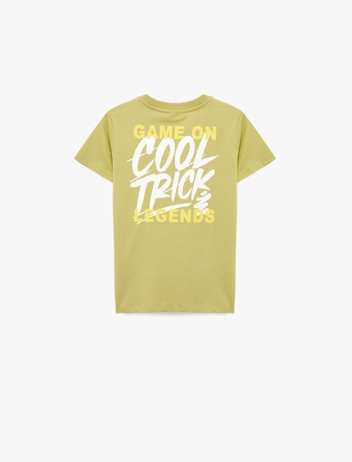 Erkek Çocuk Bisiklet Yaka Kısa Kollu Pamuklu Önü ve Arkası Baskılı Tişört