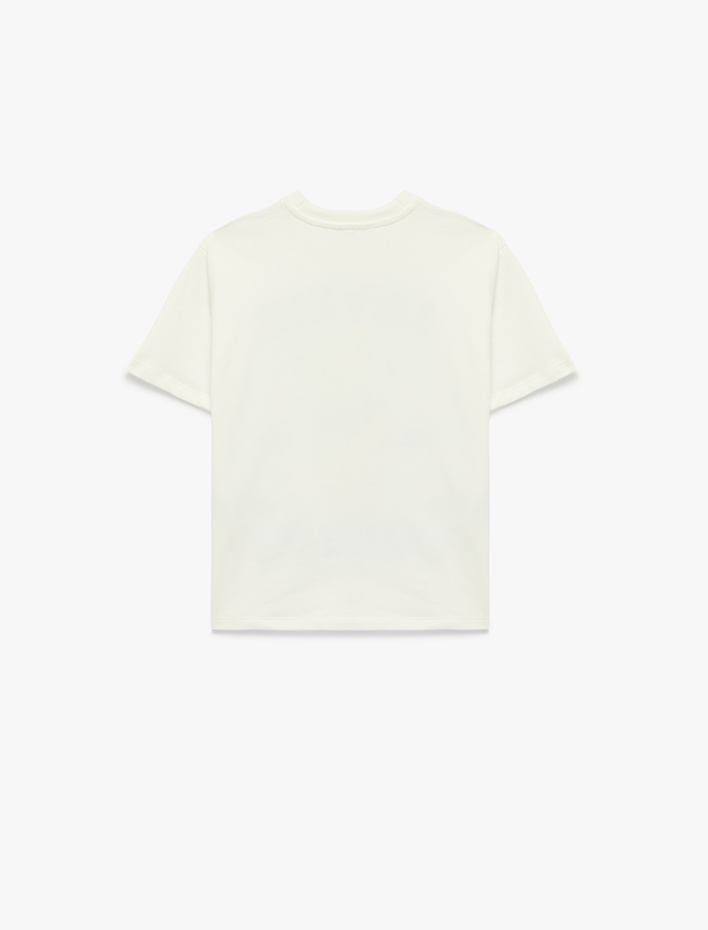 Kız Çocuk Pamuklu Ayıcık Baskılı Bisiklet Yaka Kısa Kollu Tişört