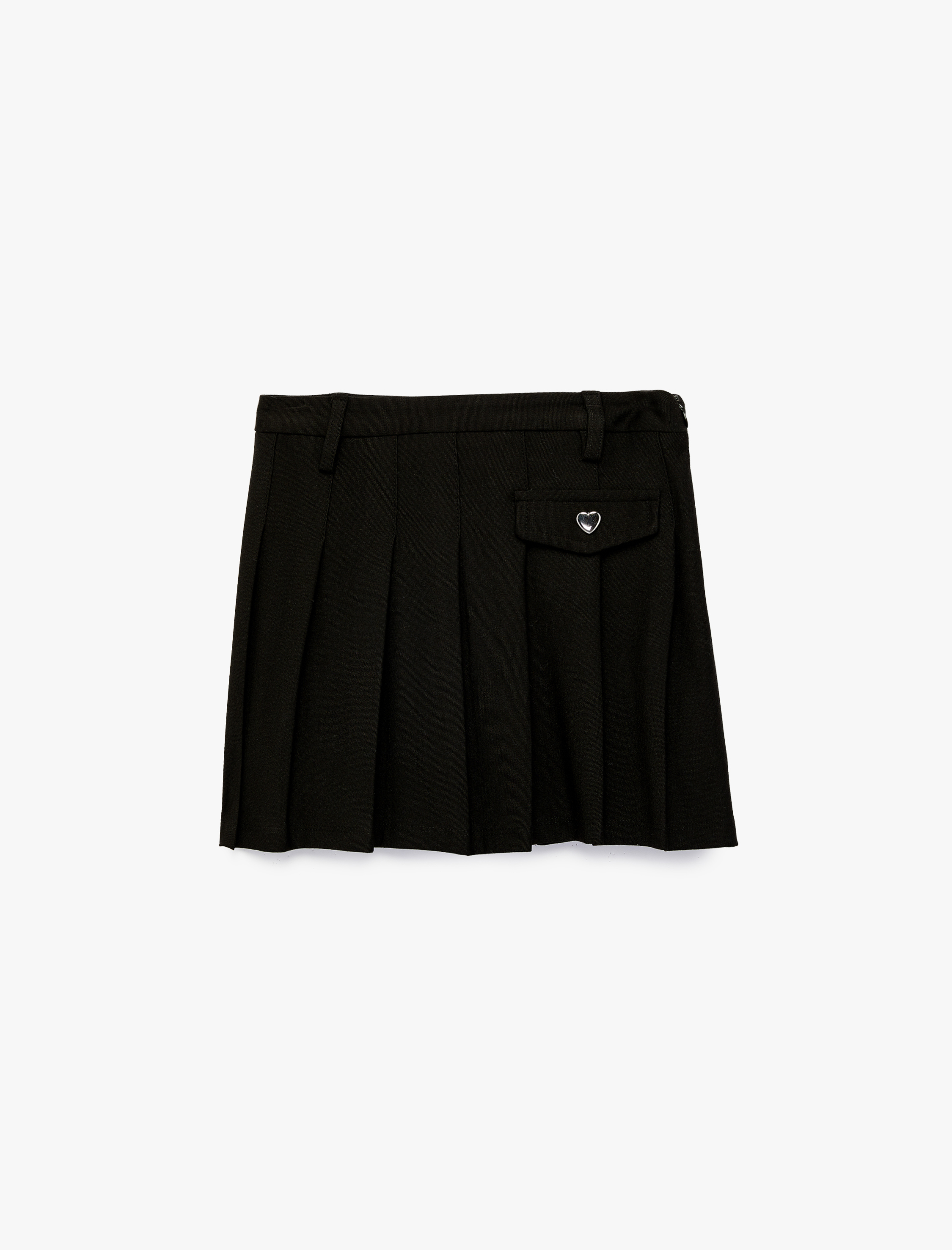  Kız Çocuk Toka Detaylı Cepli Pileli Mini Etek