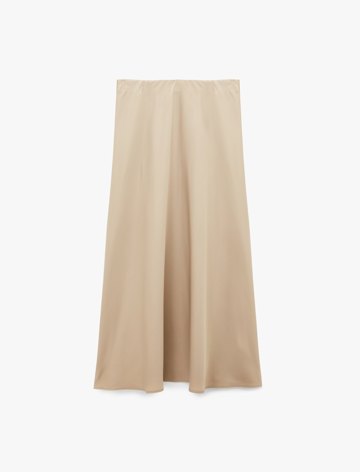  Normal Bel Midi Saten Çan Etek