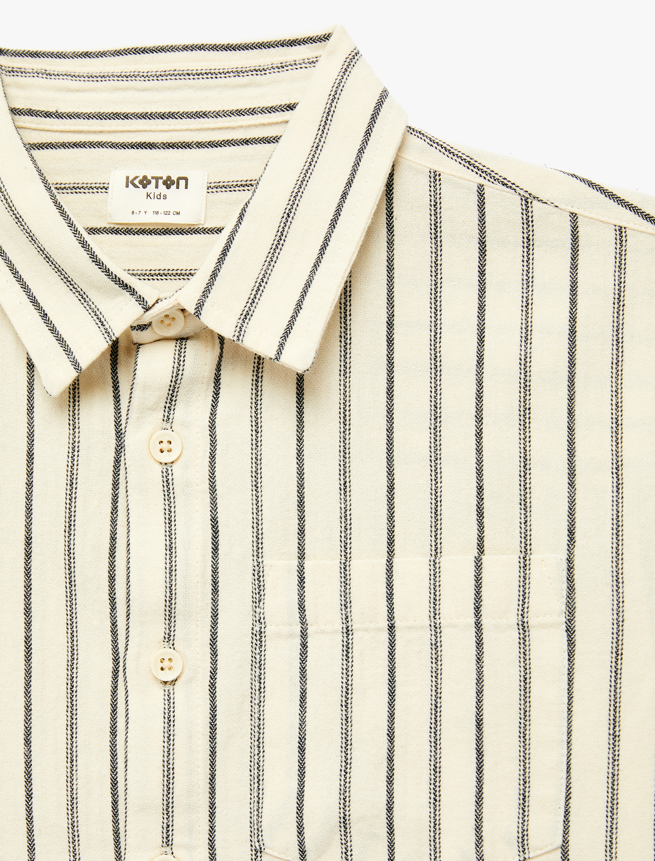  Erkek Çocuk Pamuklu Kısa Kollu Klasik Yaka Cepli Çizgili Gömlek