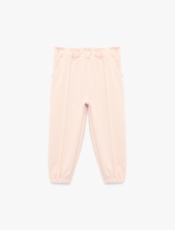 Beli Lastikli Nervürlü Viskon Karışımlı Jogger Eşofman Altı