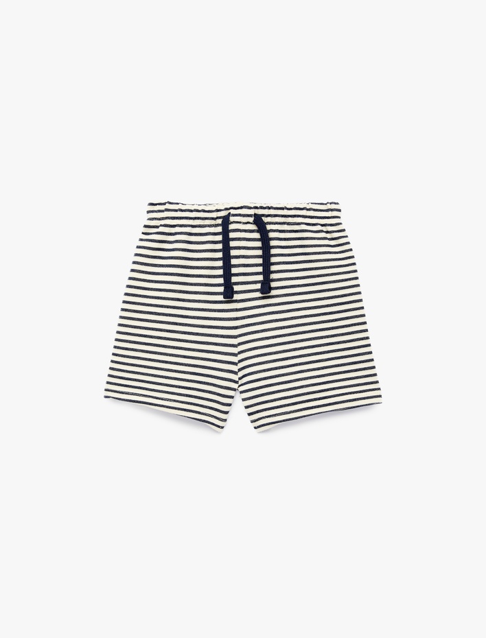 Erkek Bebek Beli Lastikli Pamuklu Çizgili Şort