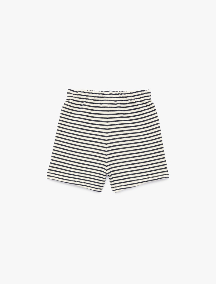 Erkek Bebek Beli Lastikli Pamuklu Çizgili Şort