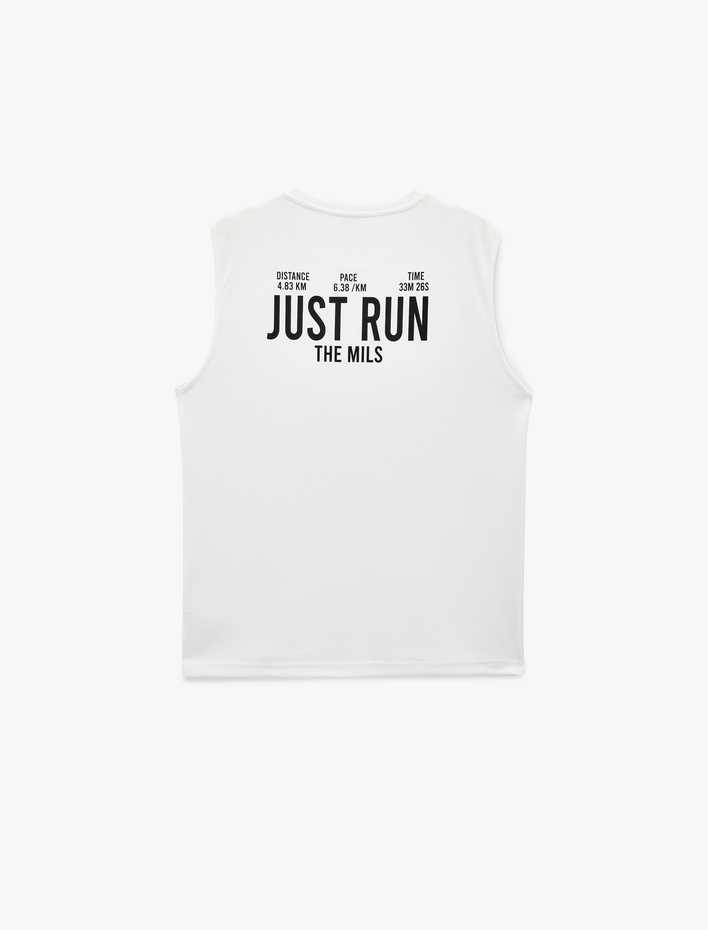  Rahat Kalıp Bisiklet Yaka Kolsuz Arkası Baskılı Spor Atlet