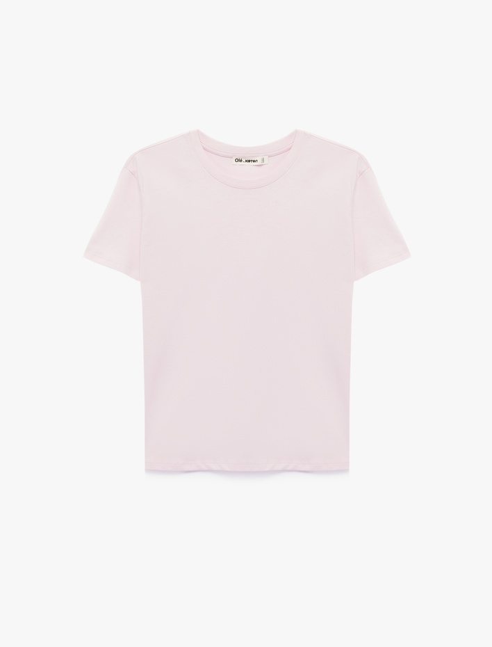  Kısa Kollu Bisiklet Yaka Pamuklu Basic Tişört