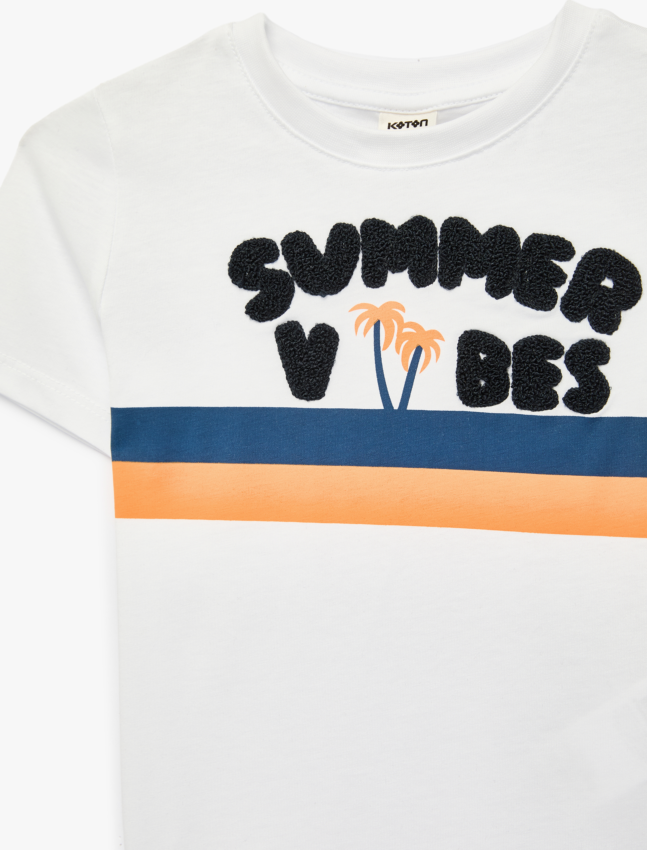  Erkek Bebek Bisiklet Yaka Kısa Kollu Nakışlı Pamuklu Tişört