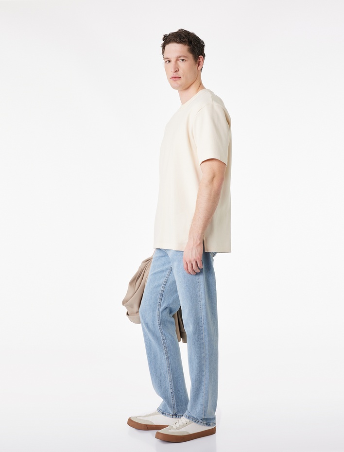  Normal Bel Pamuklu Straight Fit Jean Pantolon