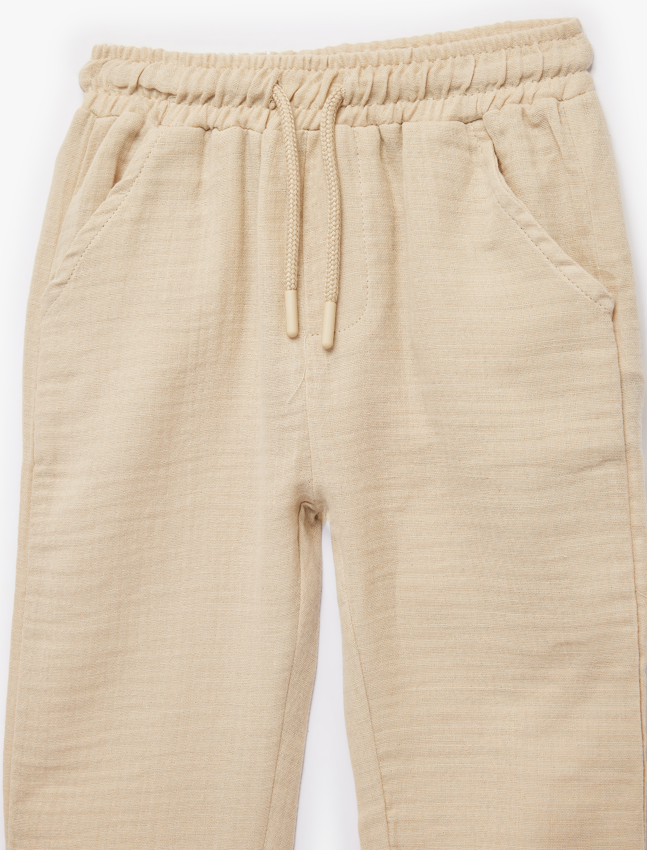  Erkek Bebek Pamuklu Beli Bağcıklı Müslin Kumaş Basic Jogger Pantolon