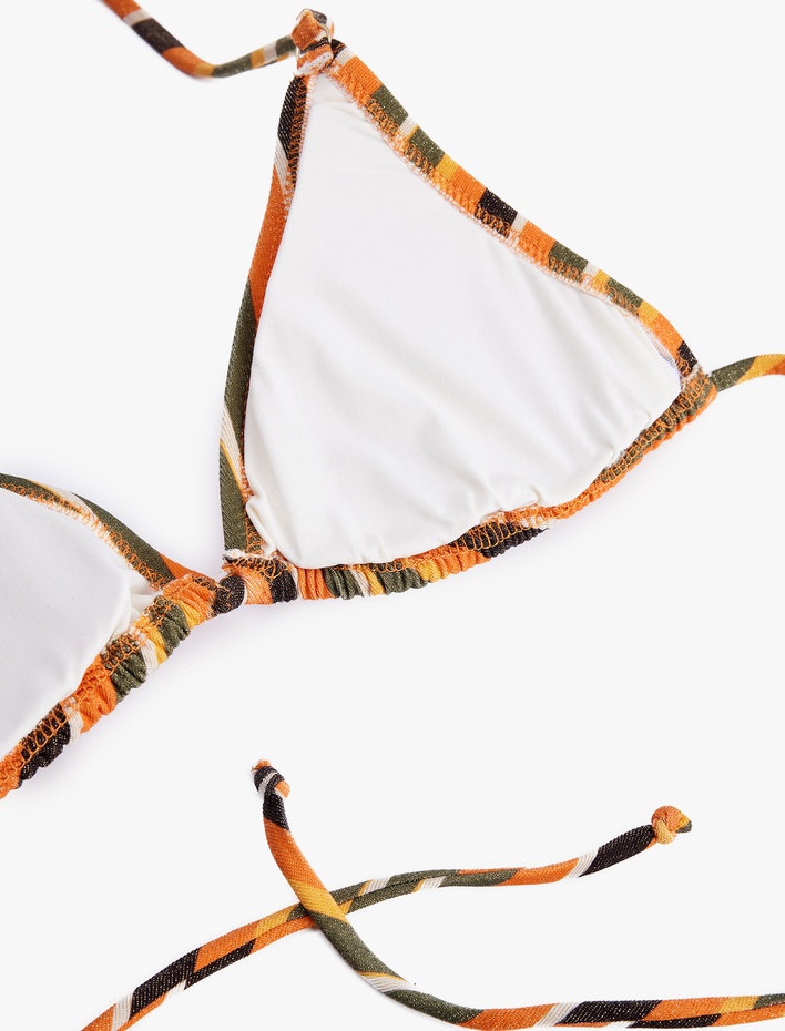  Parıltılı Çizgili Üçgen Bikini Üstü