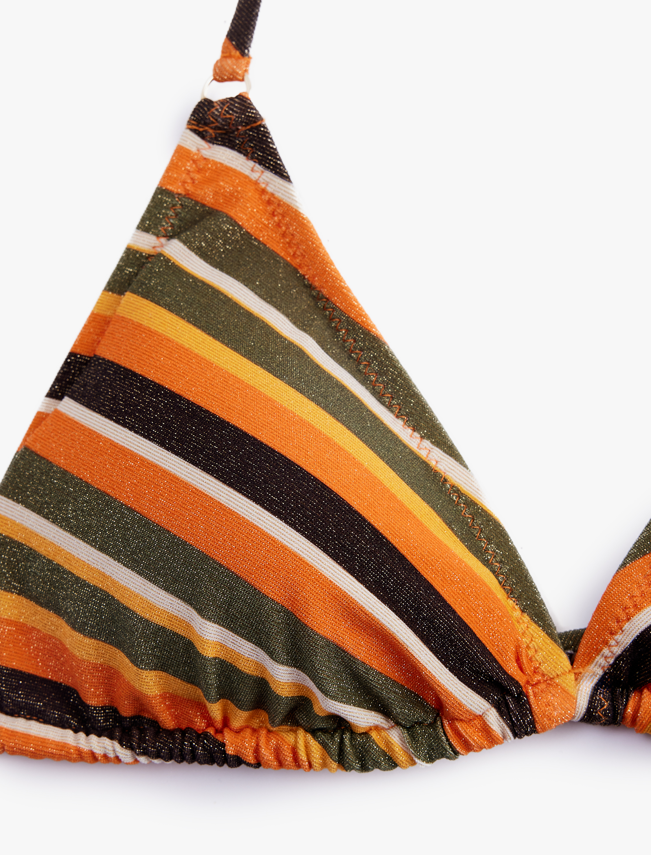   Parıltılı Çizgili Üçgen Bikini Üstü