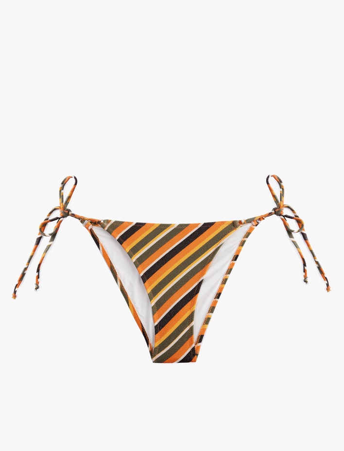  Yanları Bağlamalı İpli Parıltılı Çizgili Bikini Altı