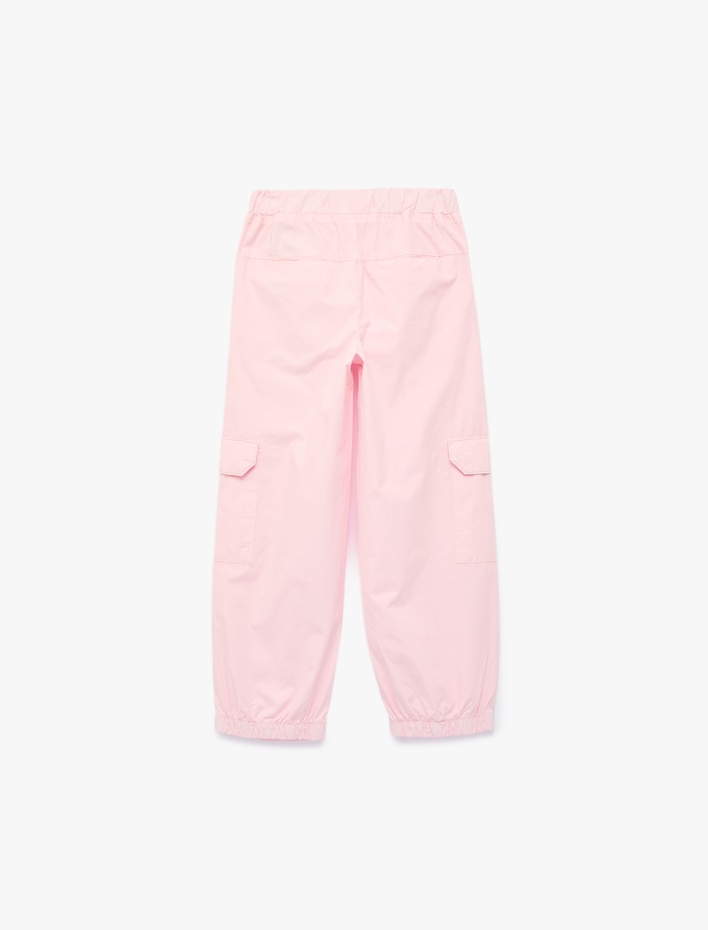 Kız Çocuk Pamuklu Kapaklı Rahat Kesim Kapaklı Cepli Jogger Pantolon