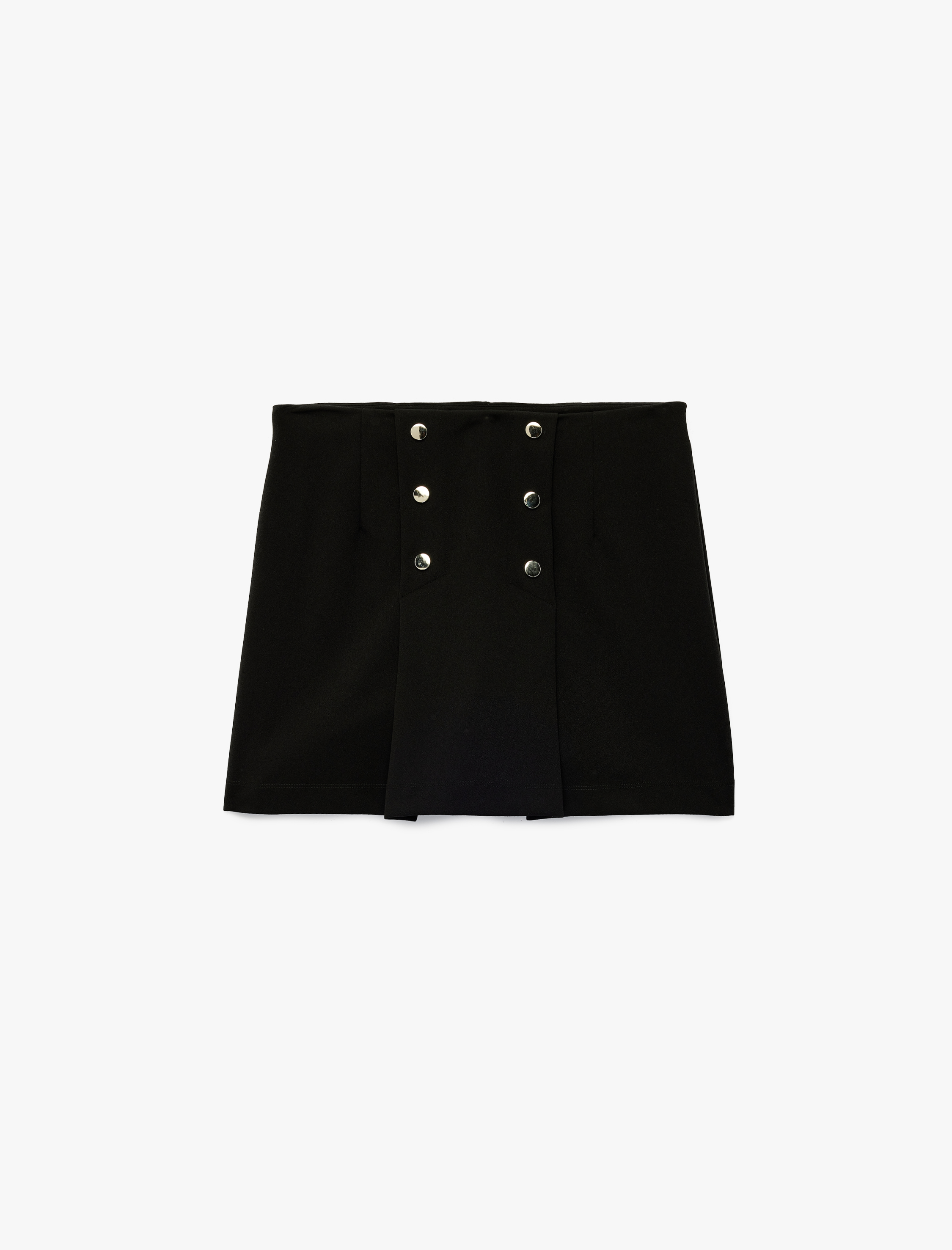   Krep Scuba Kumaş Aksesuar Düğme Detaylı Mini Şort Etek