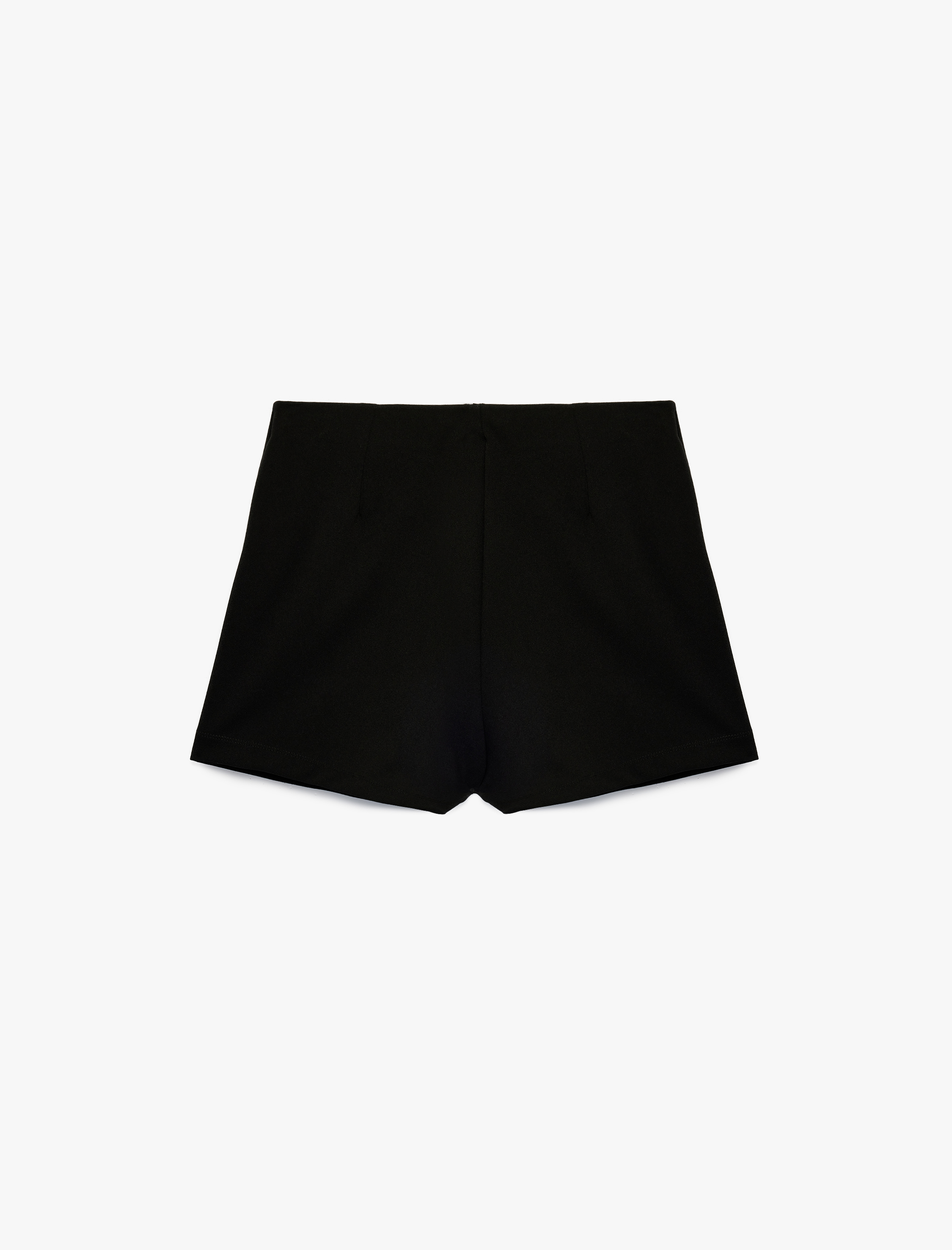   Krep Scuba Kumaş Aksesuar Düğme Detaylı Mini Şort Etek