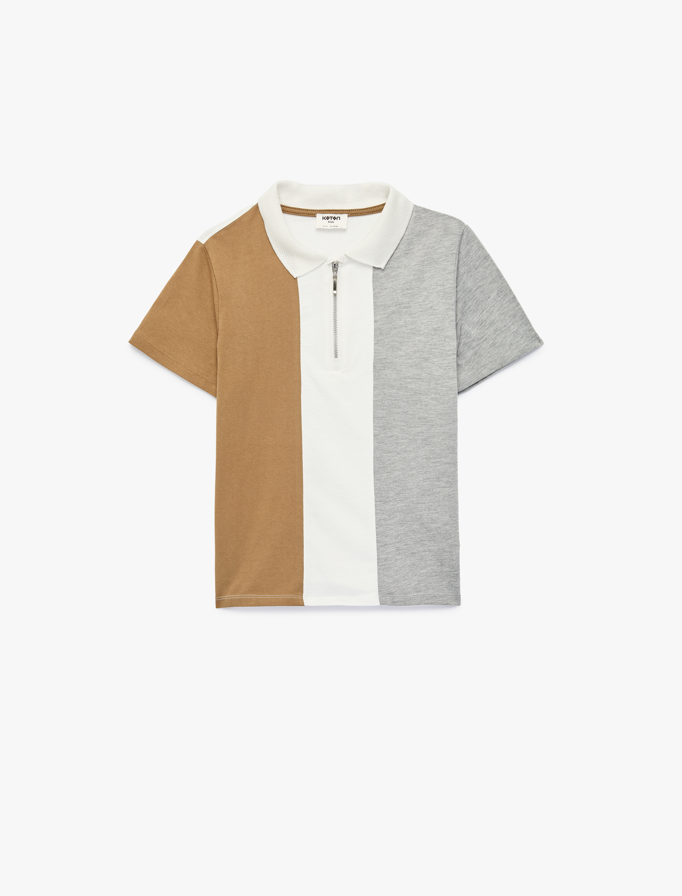  Erkek Çocuk Pamuklu Fermuar Detaylı Kısa Kollu Polo Yaka Tişört