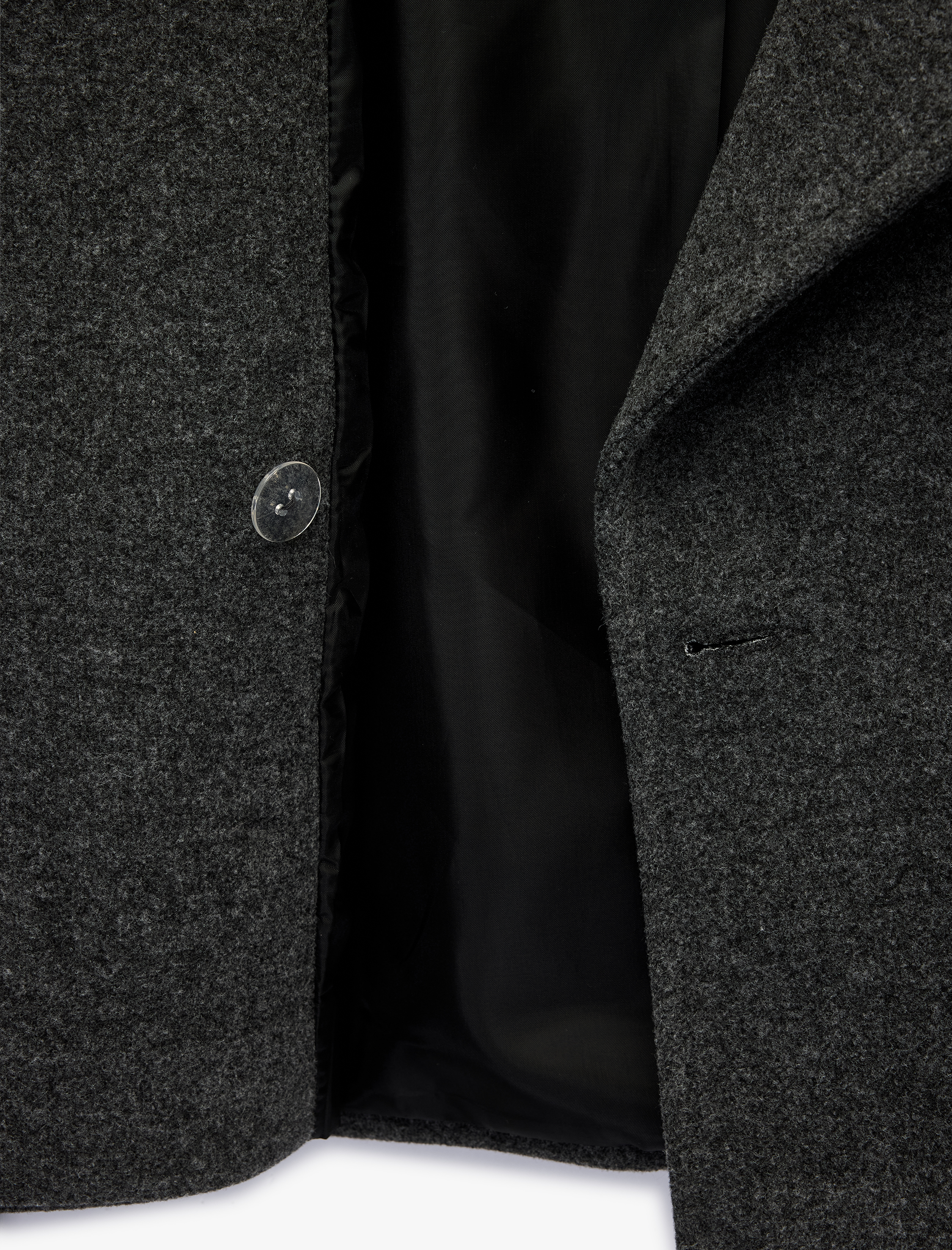   Cepli Düğmeli Uzun Kollu Kruvaze Kısa Kaşe Mont