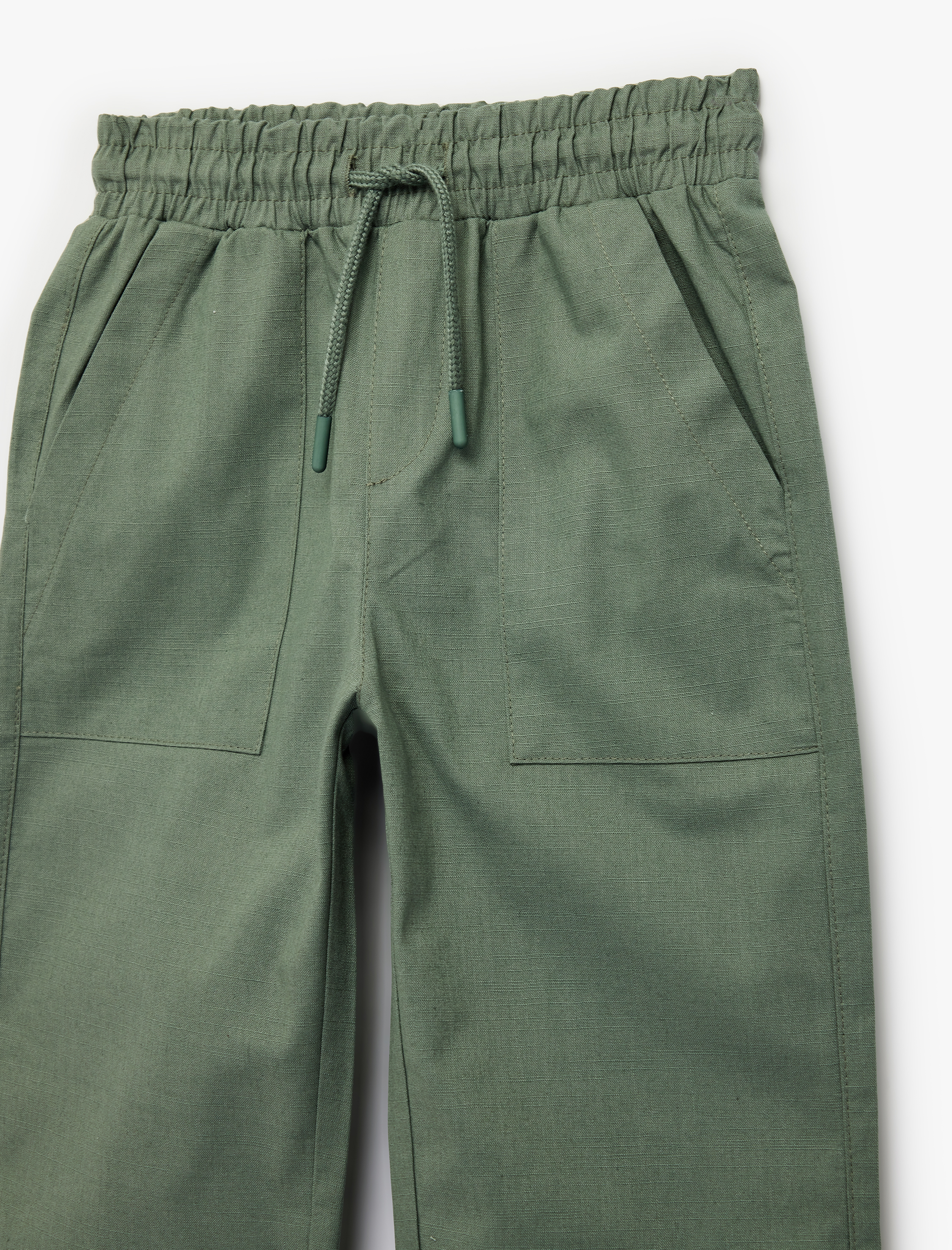  Erkek Çocuk Beli Bağcıklı Cep Detaylı Pamuklu Pantolon